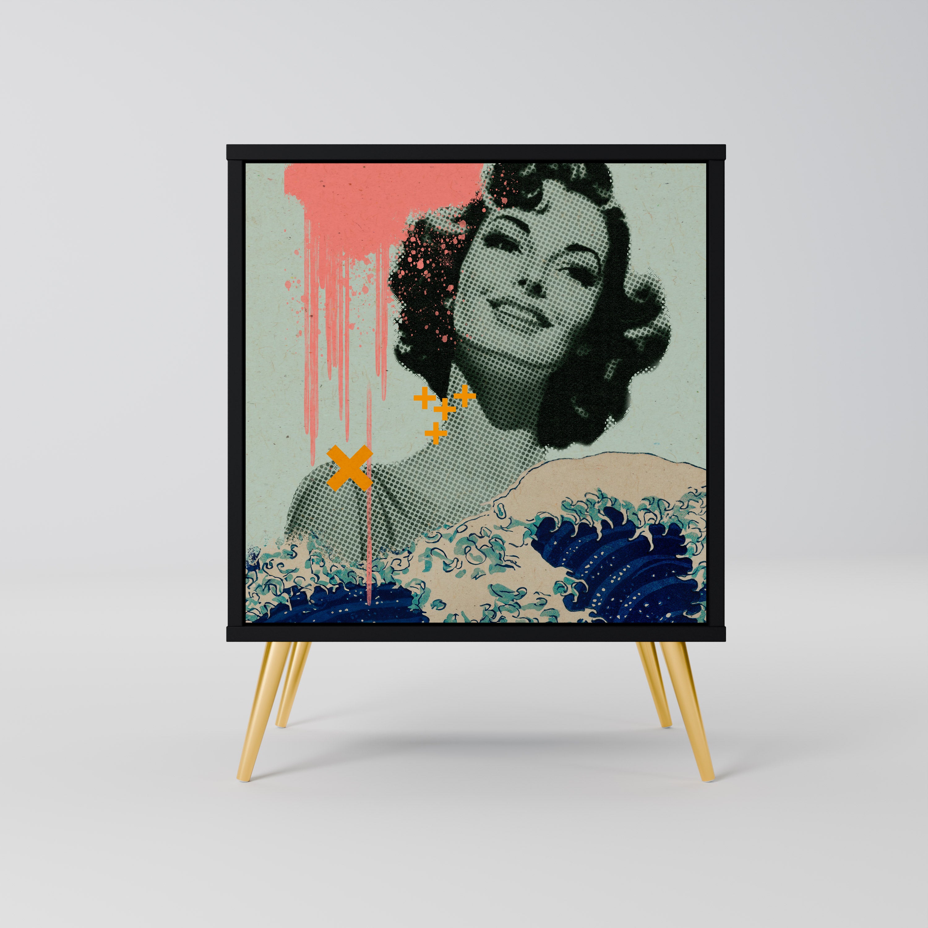 KANAGAWA BEAUTY 1-Door Sideboard in Black Finish