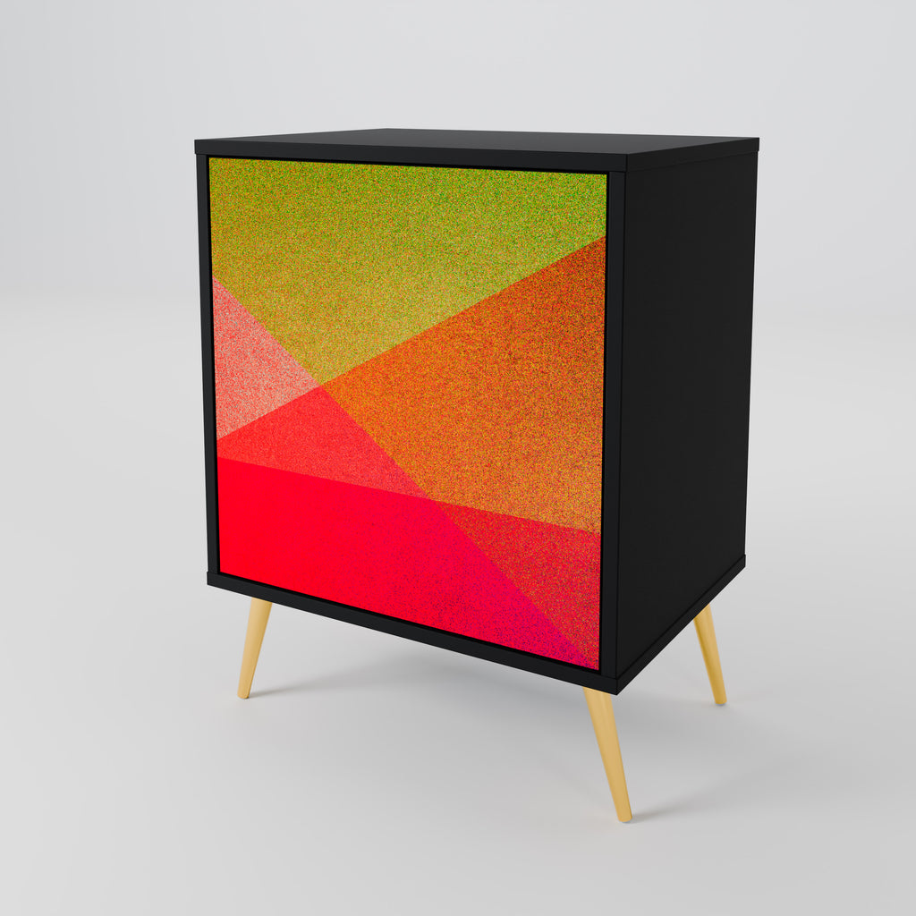 VIVID GEOMETRY 1-Door Sideboard in Black Finish