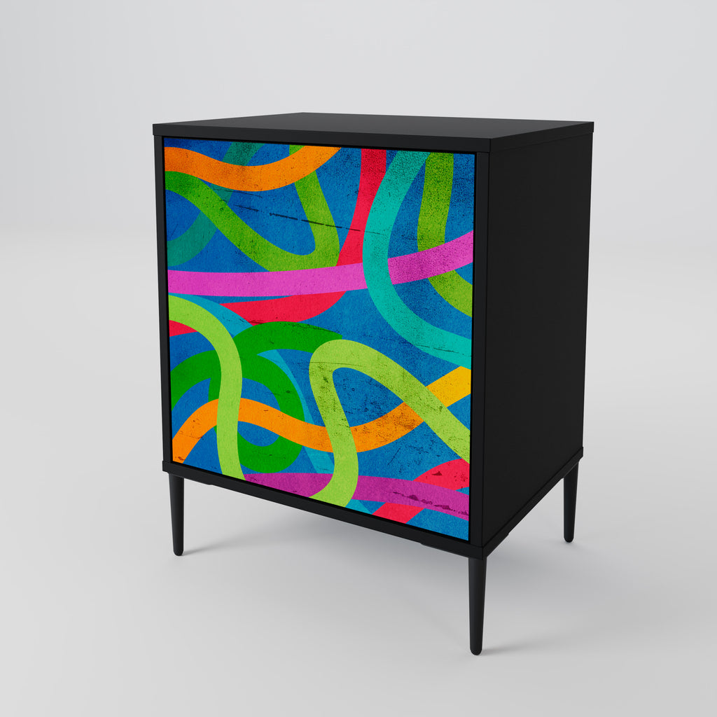 STREAMER TANGLE 1-Door Sideboard in Black Finish