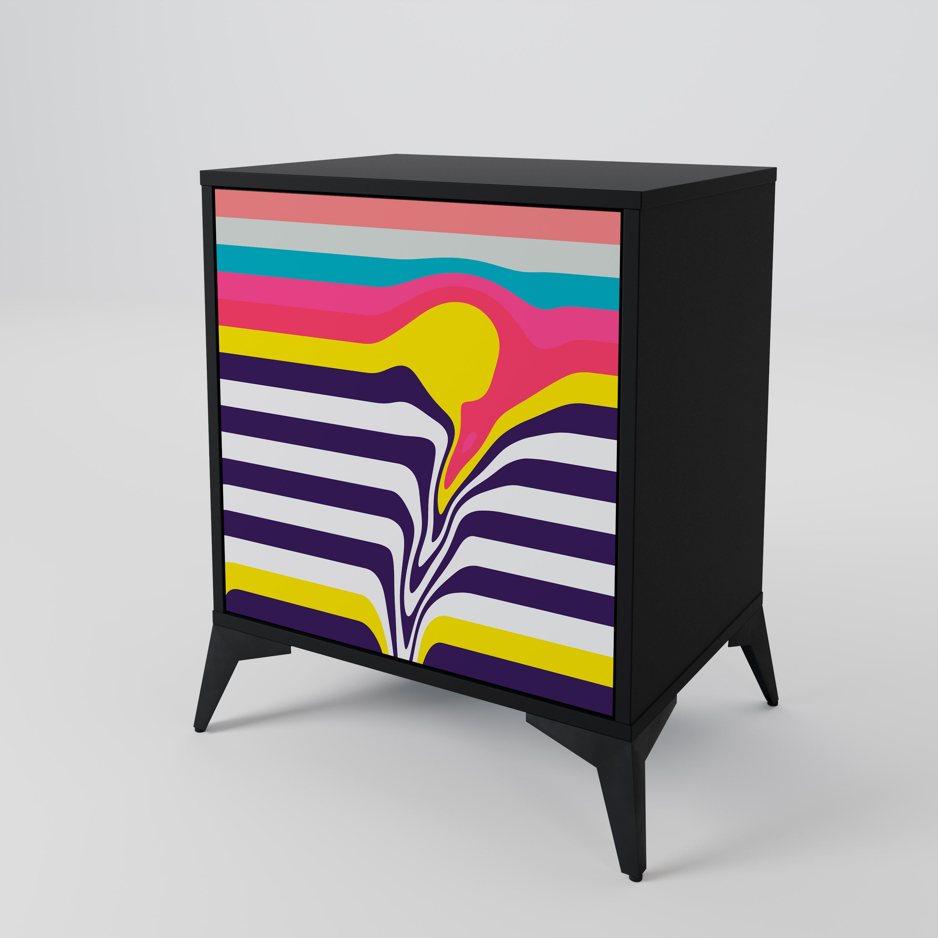 TONE COLLAPSE 1-Door Sideboard in Black Finish