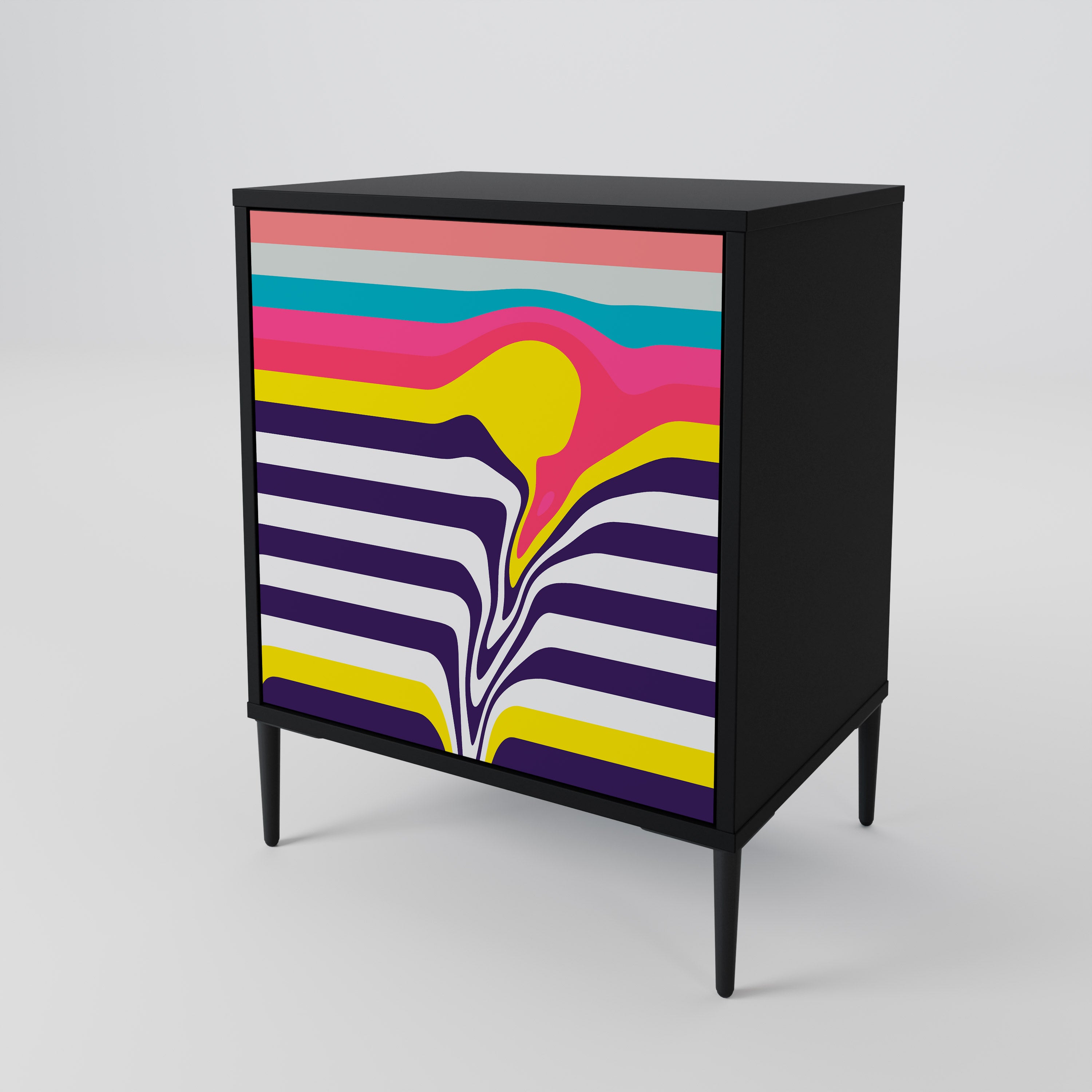 TONE COLLAPSE 1-Door Sideboard in Black Finish