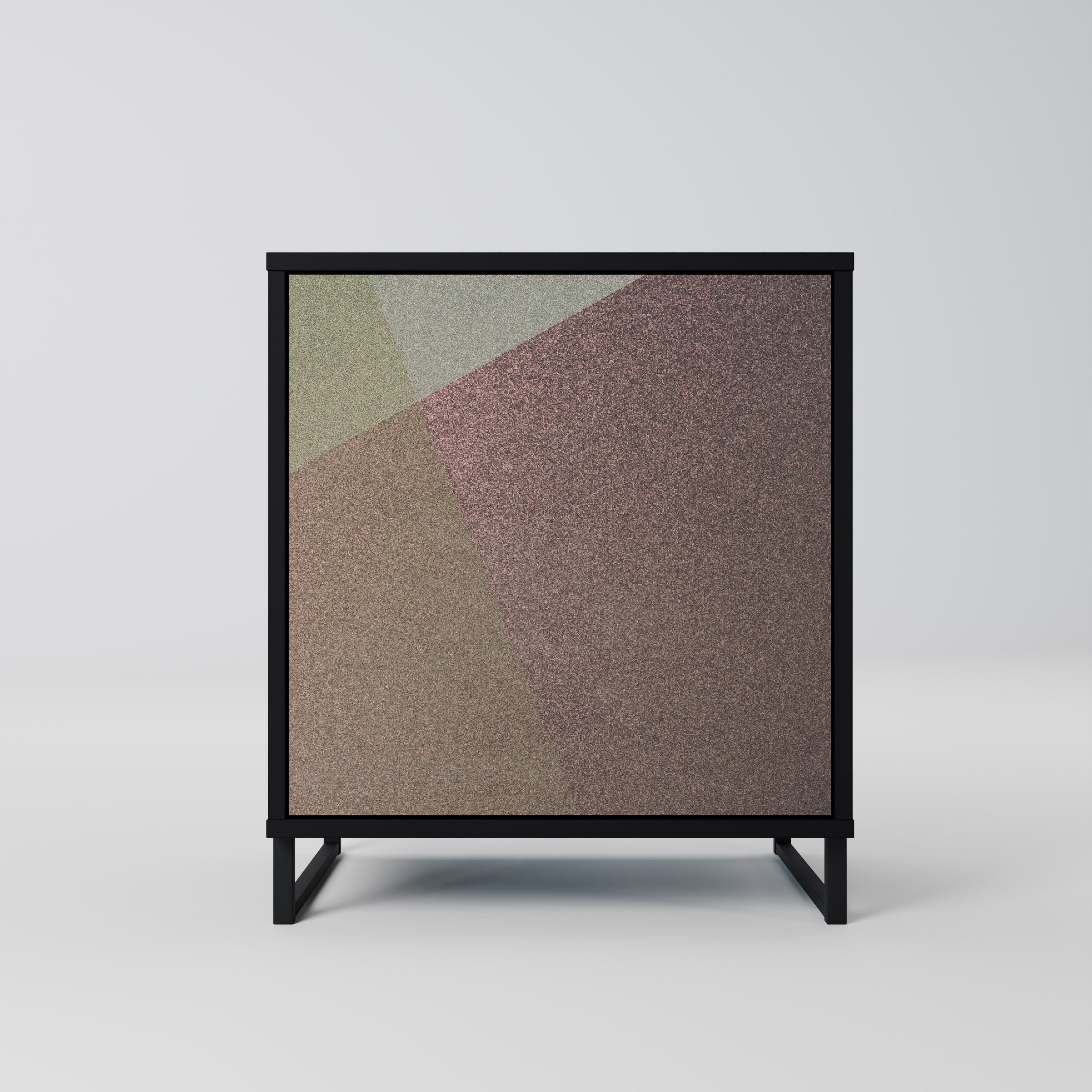 BEIGE GEOMETRY 1-Door Sideboard in Black Finish