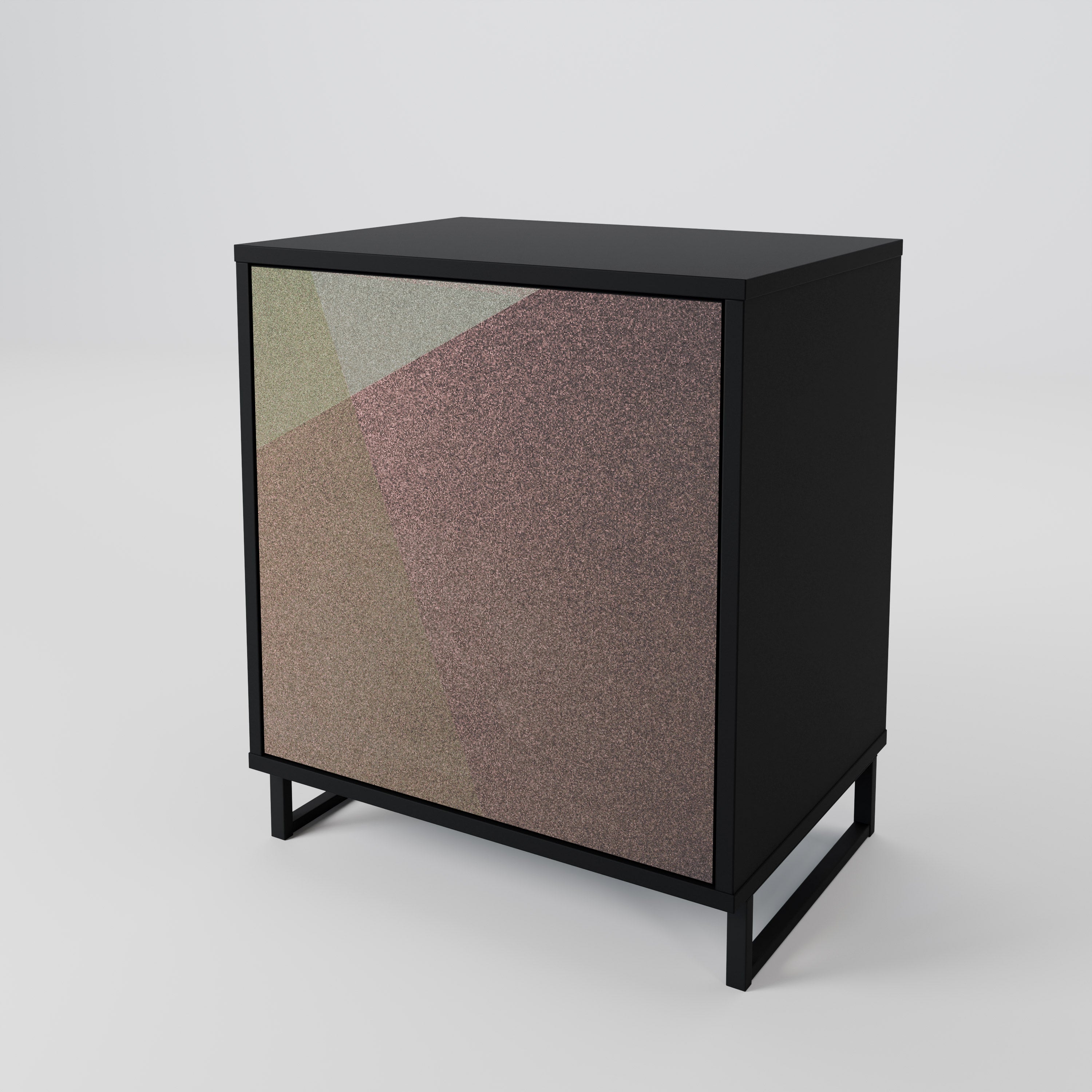 BEIGE GEOMETRY 1-Door Sideboard in Black Finish