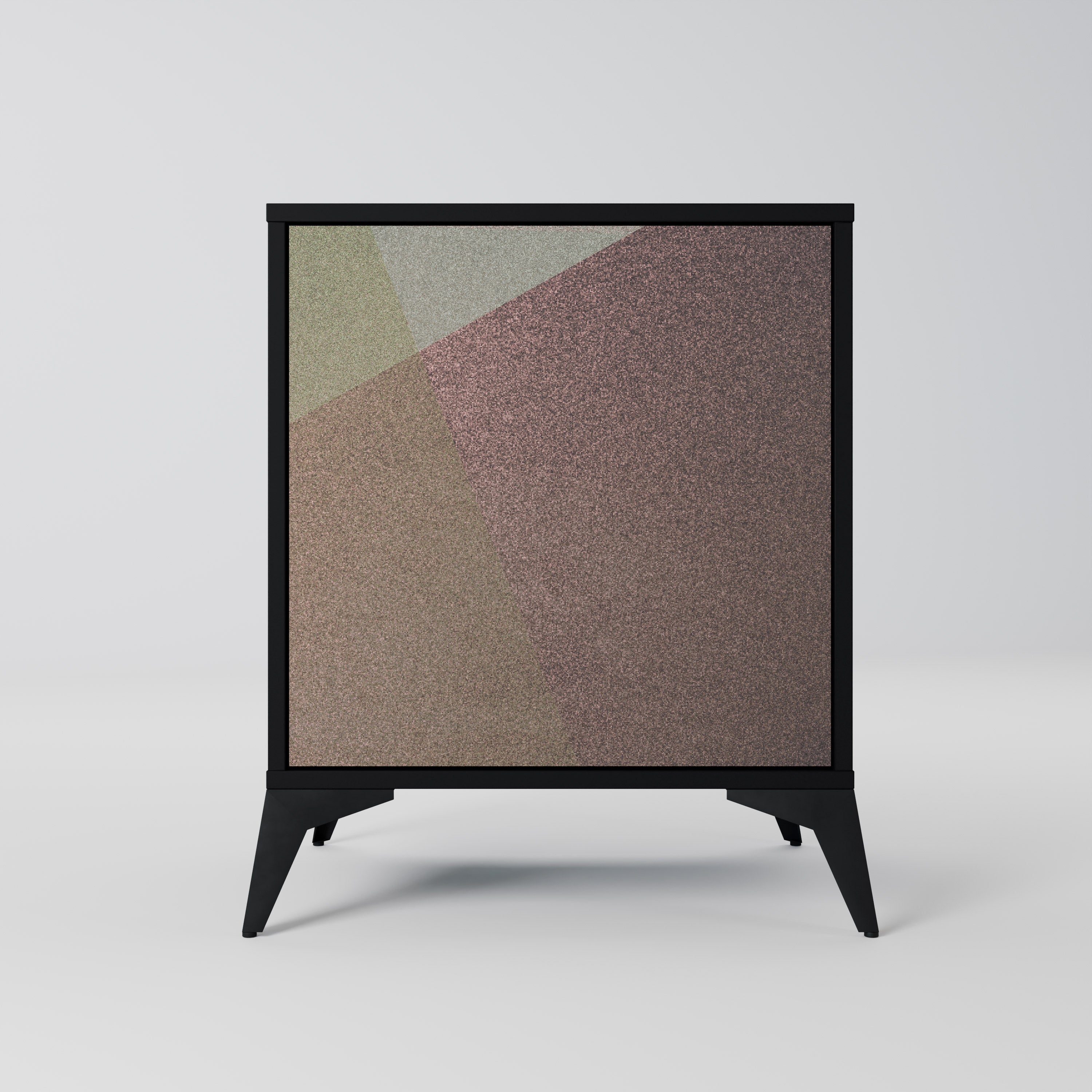 BEIGE GEOMETRY 1-Door Sideboard in Black Finish