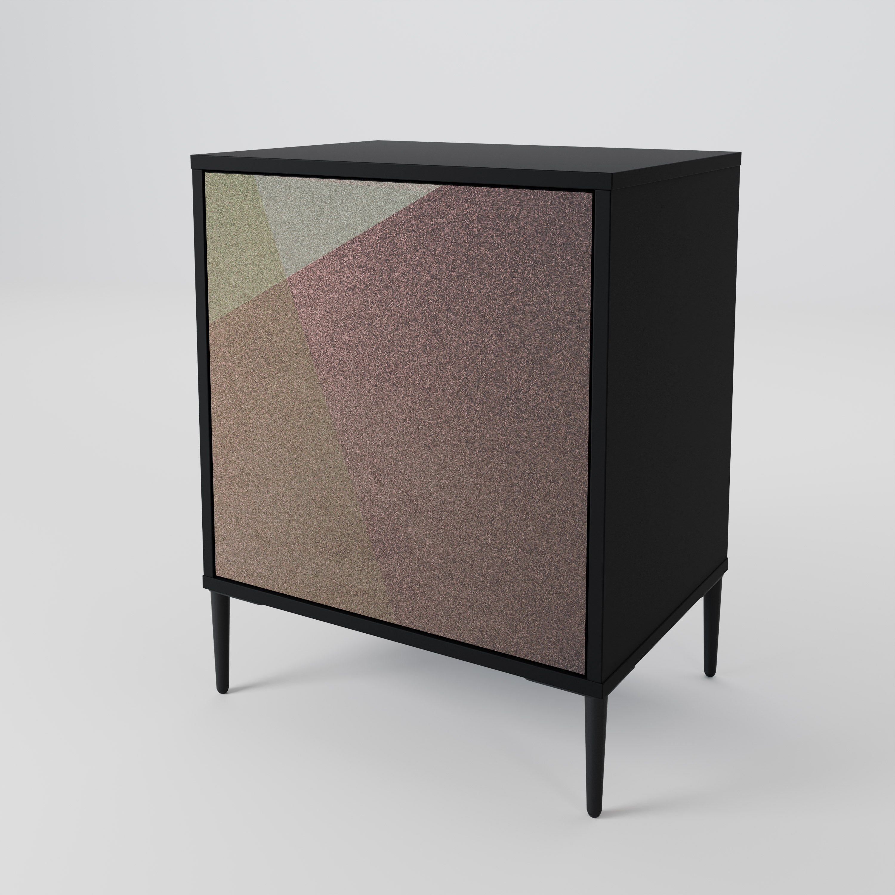 BEIGE GEOMETRY 1-Door Sideboard in Black Finish