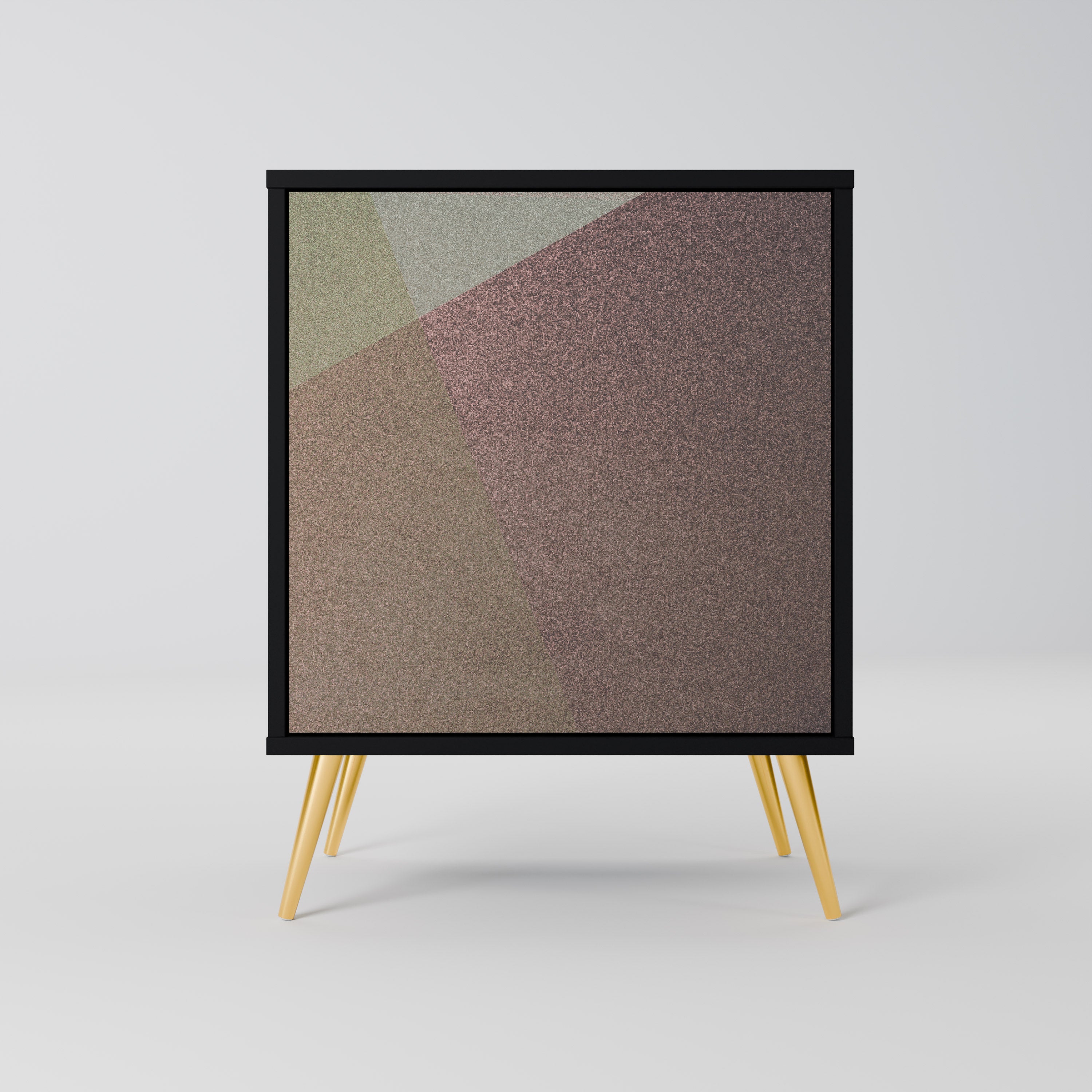 BEIGE GEOMETRY 1-Door Sideboard in Black Finish