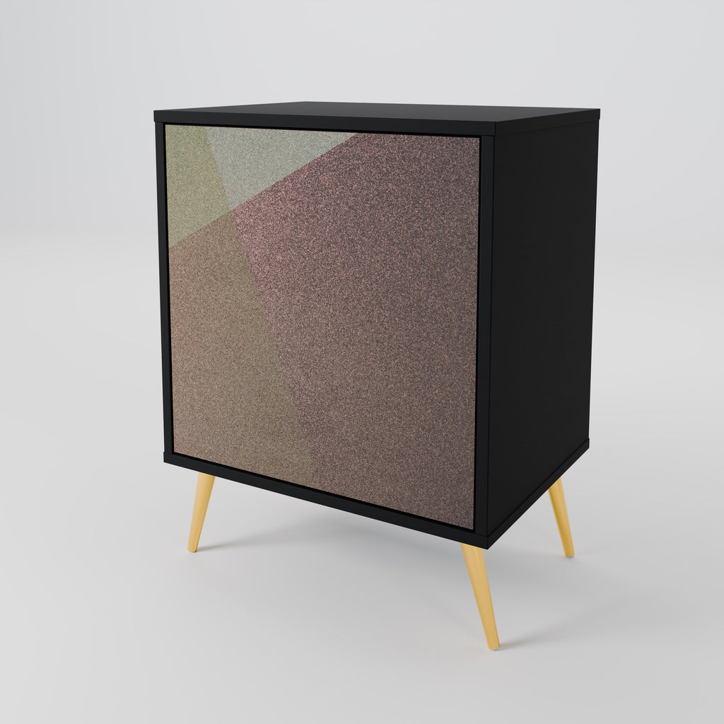 BEIGE GEOMETRY 1-Door Sideboard in Black Finish