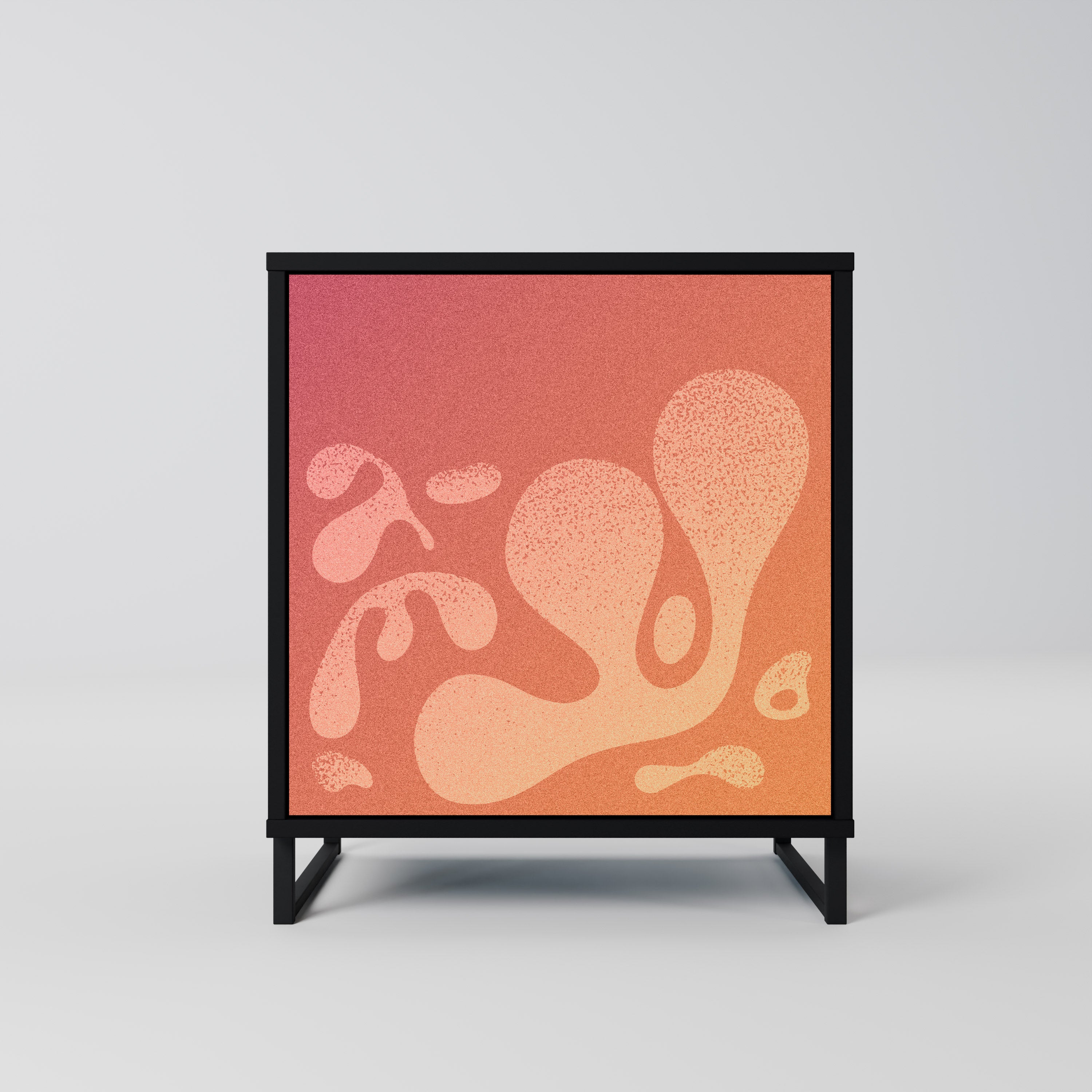 IRREGULAR PINK 1-Door Sideboard in Black Finish