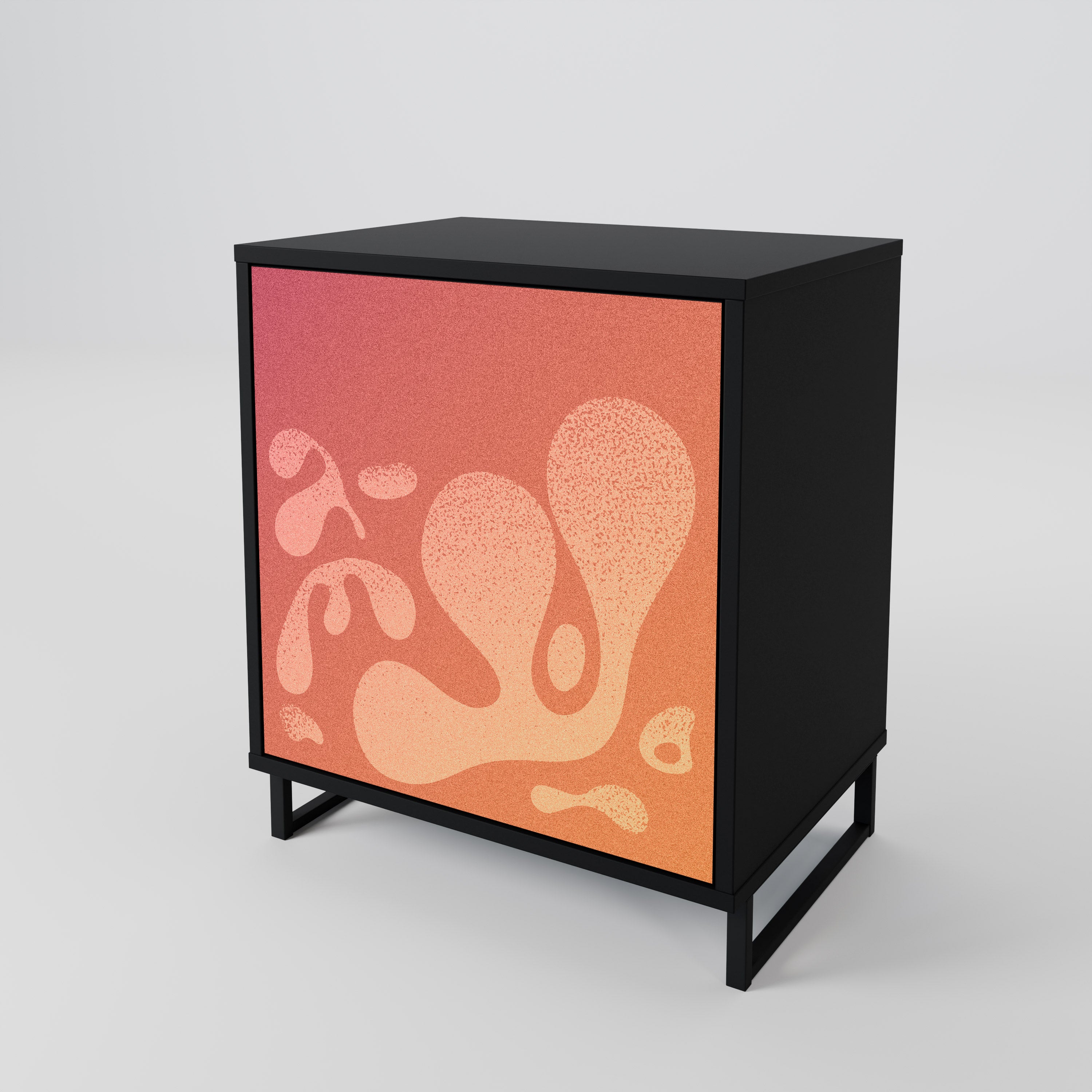 IRREGULAR PINK 1-Door Sideboard in Black Finish