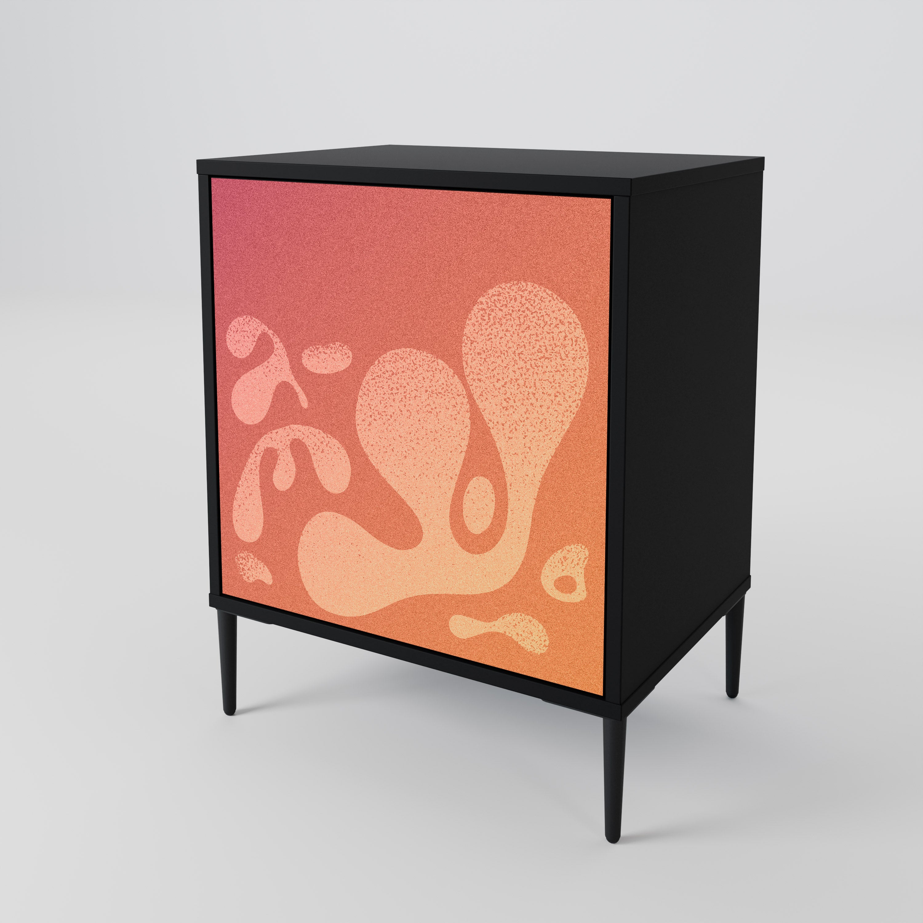 IRREGULAR PINK 1-Door Sideboard in Black Finish