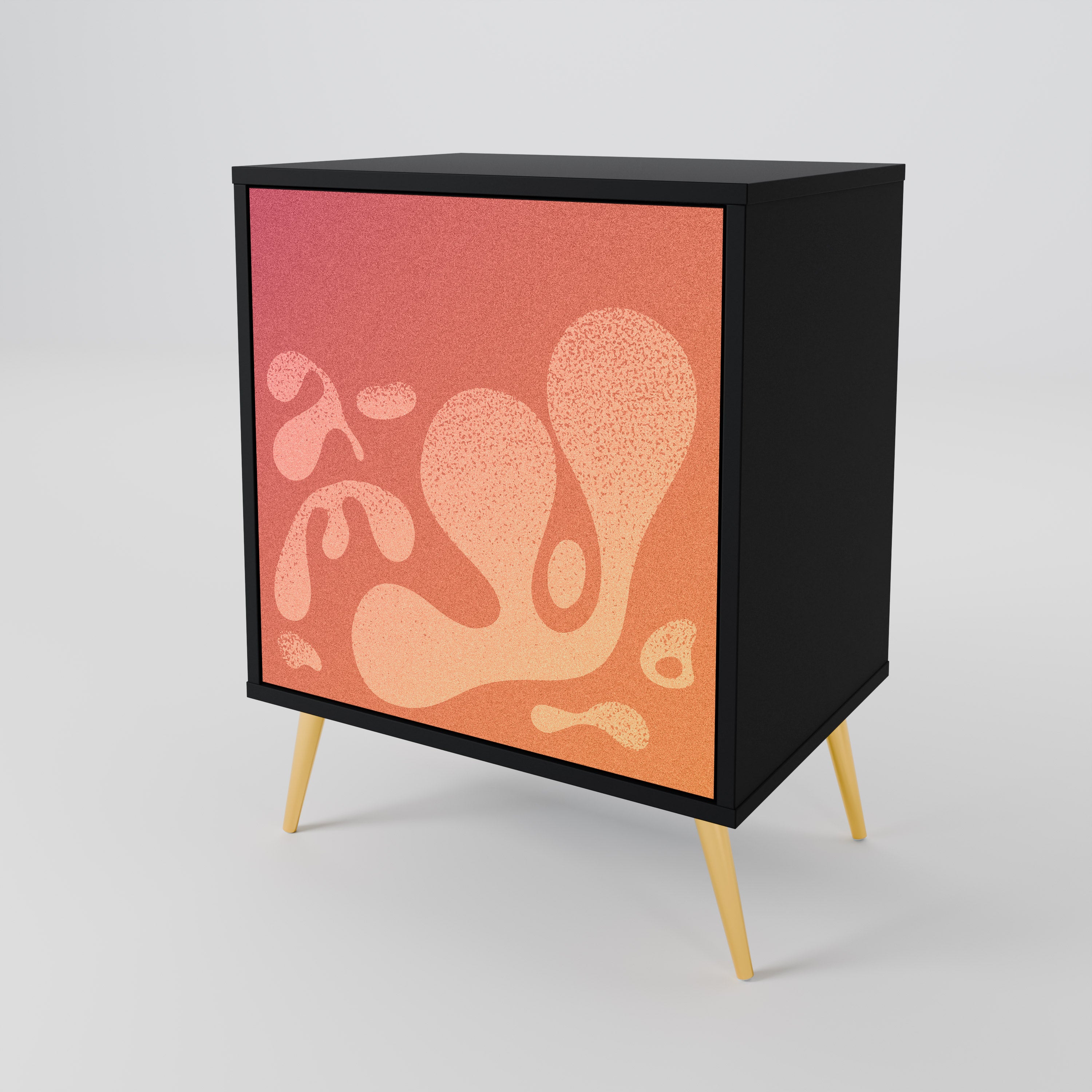 IRREGULAR PINK 1-Door Sideboard in Black Finish