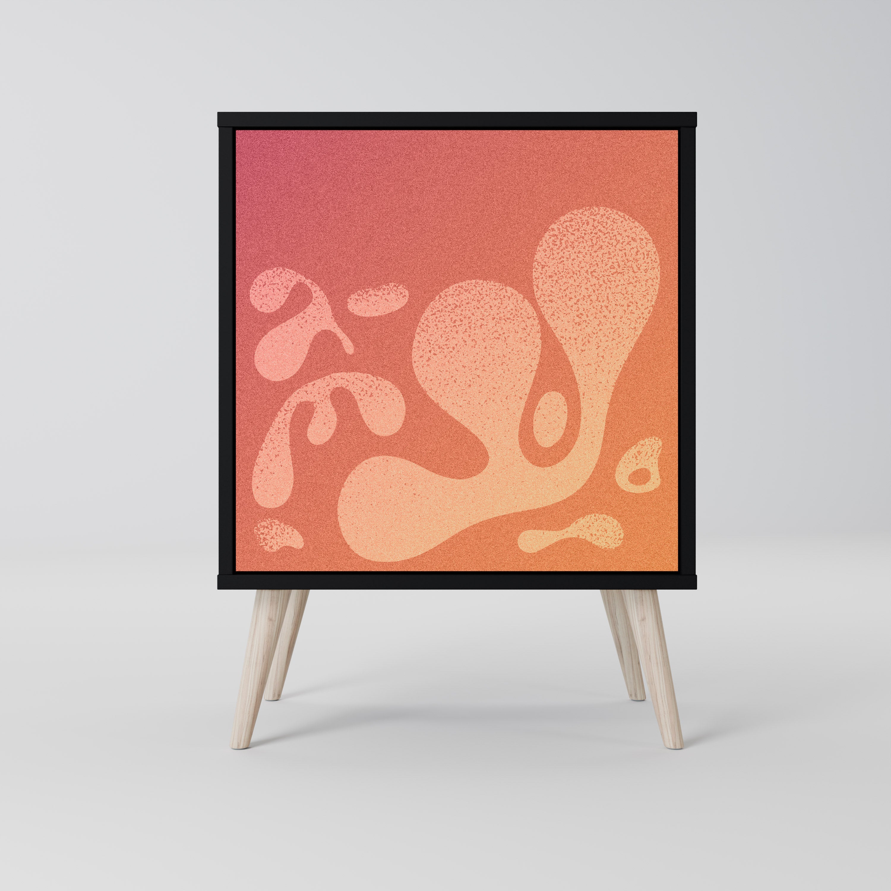 IRREGULAR PINK 1-Door Sideboard in Black Finish