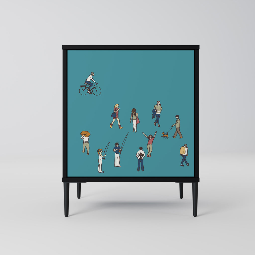 COLLECTIVE STREAM 1-Door Sideboard in Black Finish