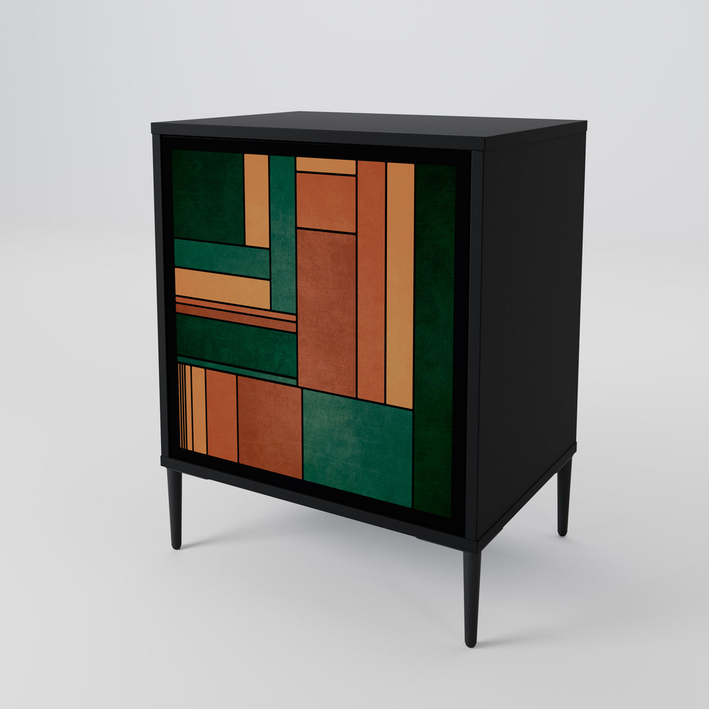 EARTHY FIGURES 1-Door Sideboard in Black Finish