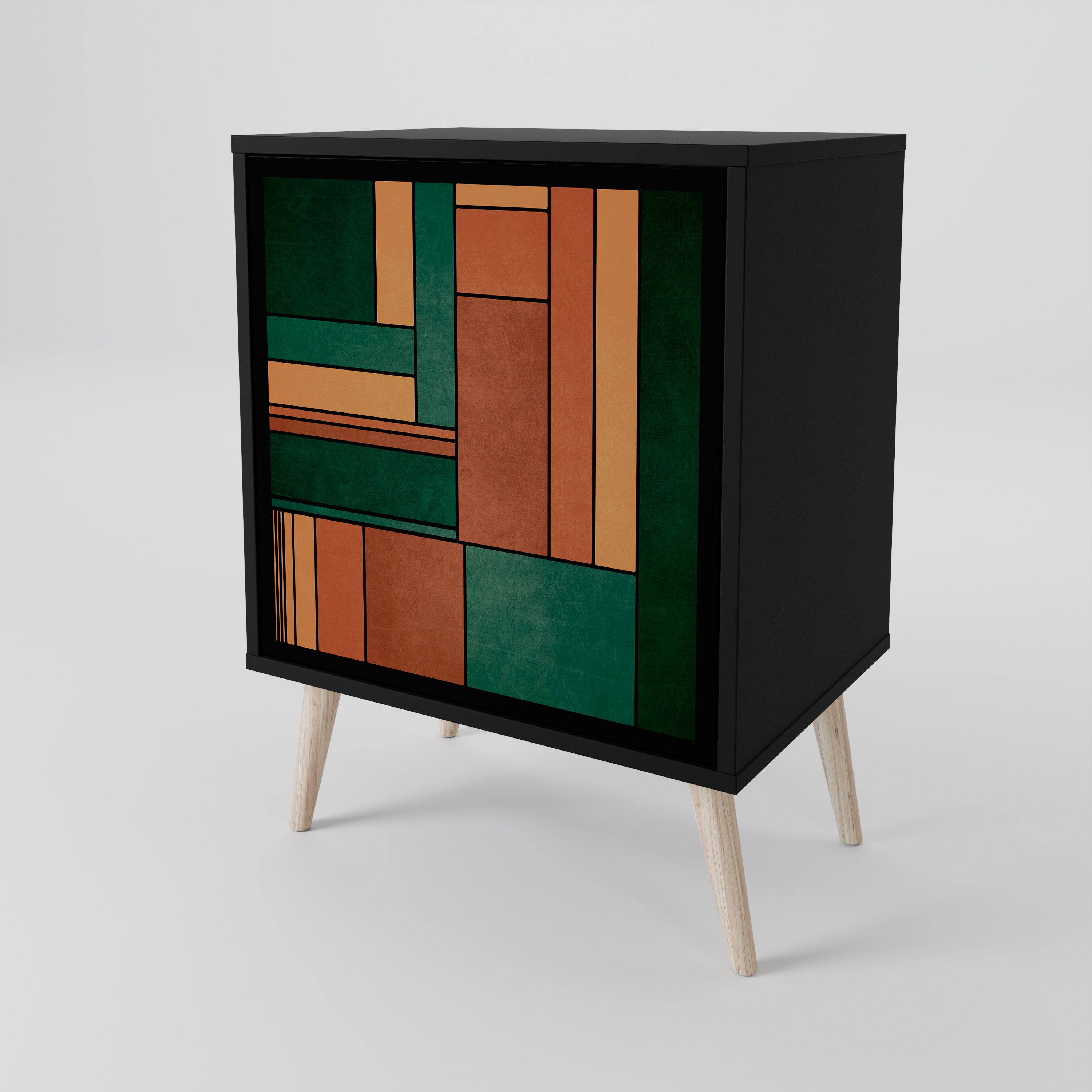 EARTHY FIGURES 1-Door Sideboard in Black Finish