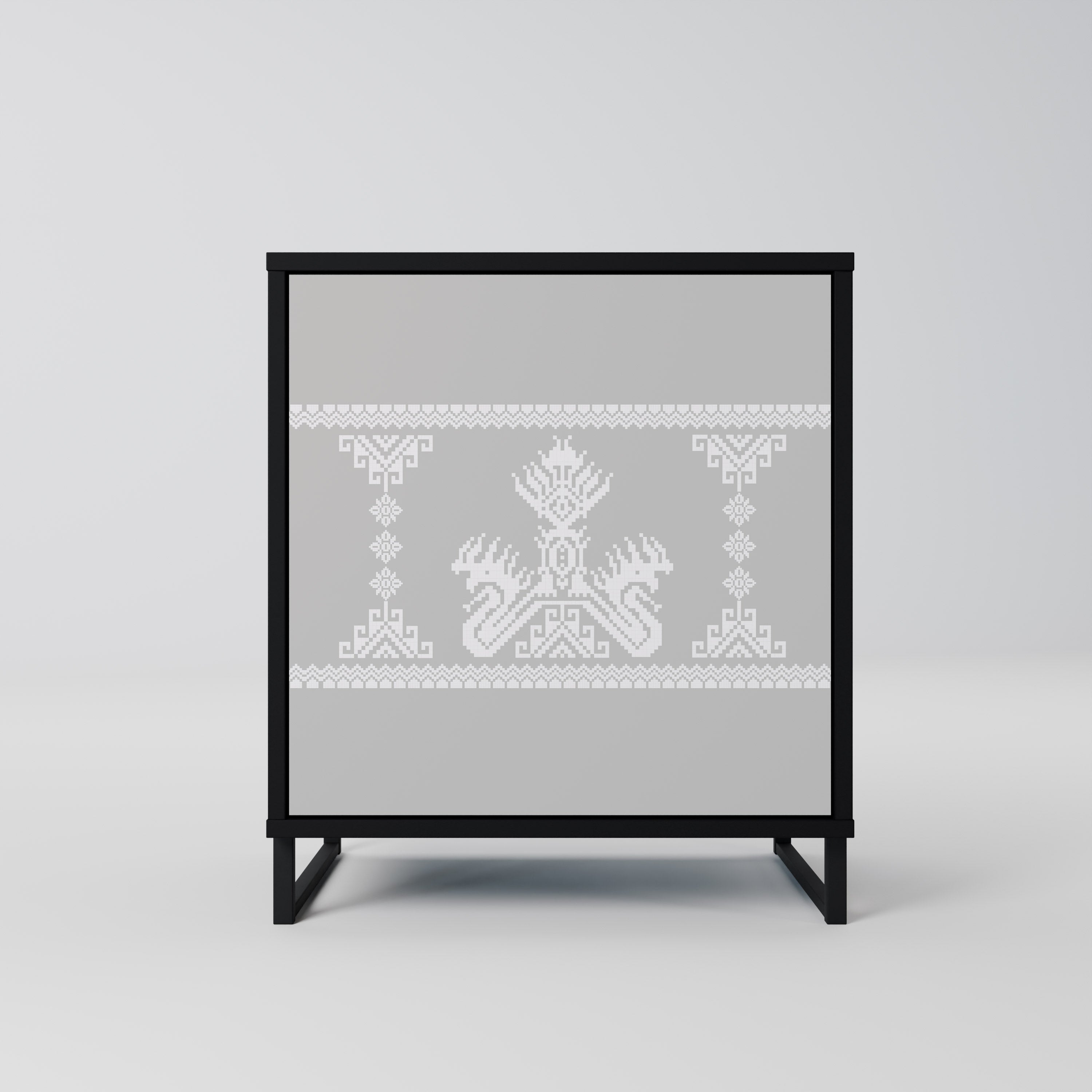 THAI GRAY 1-Door Sideboard in Black Finish