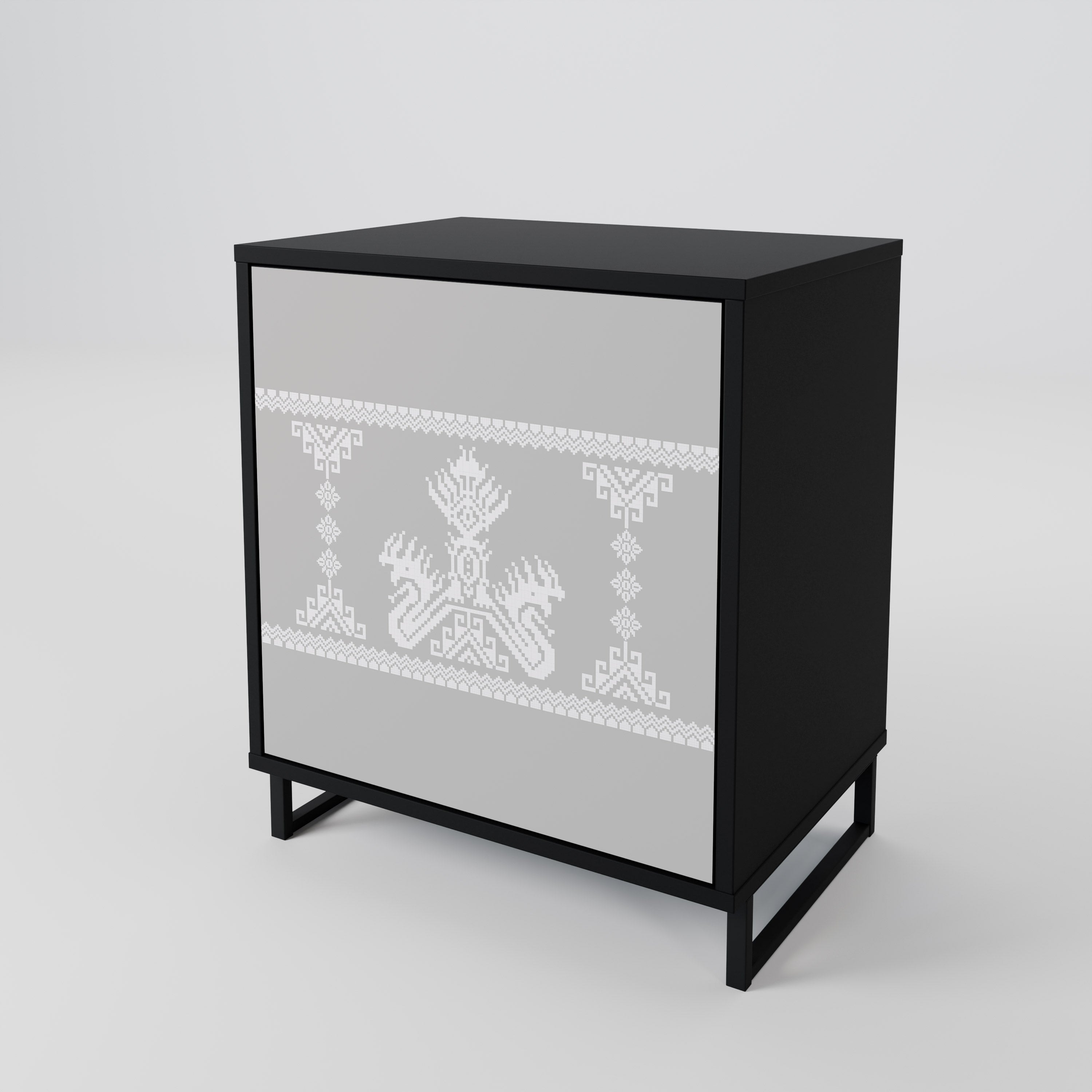 THAI GRAY 1-Door Sideboard in Black Finish