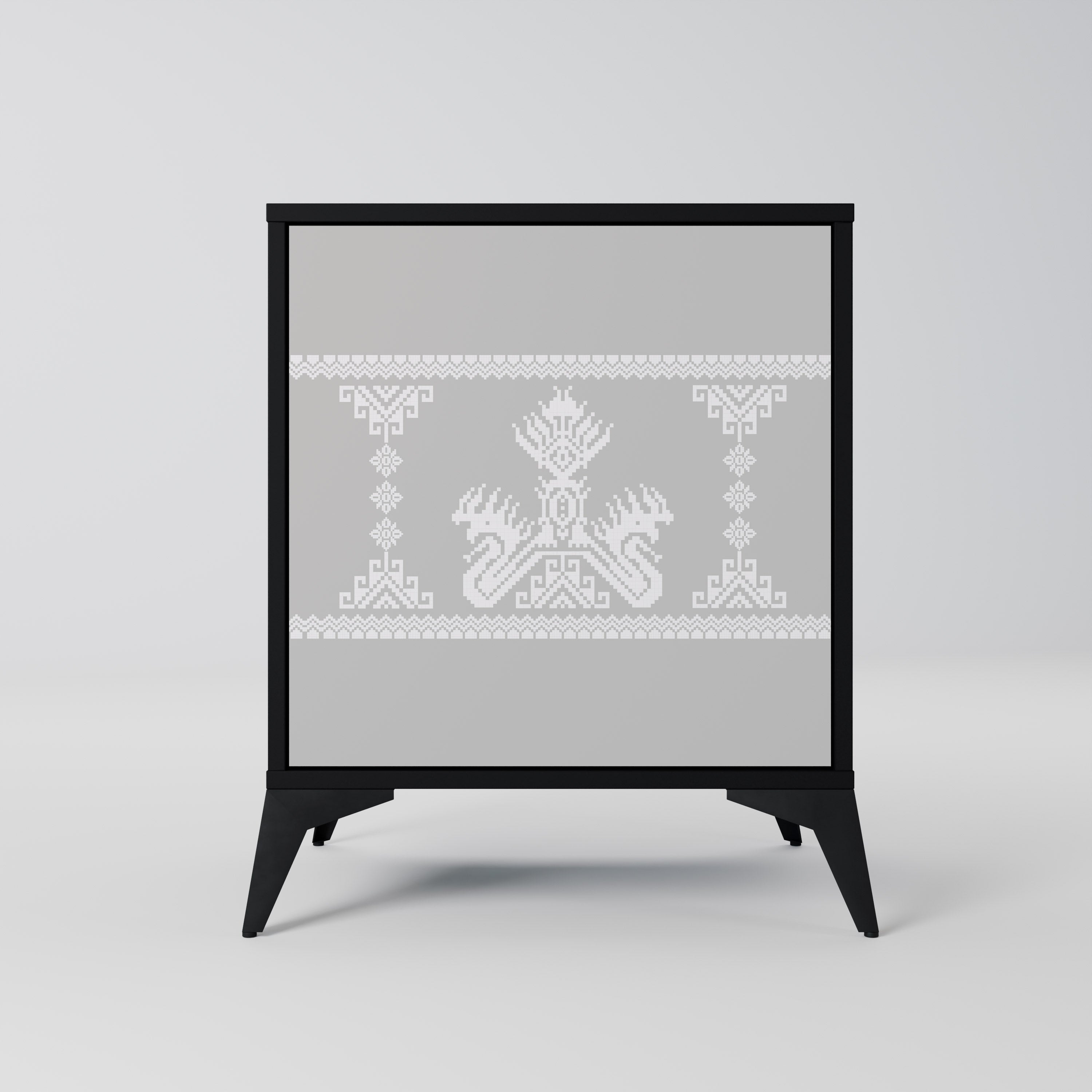 THAI GRAY 1-Door Sideboard in Black Finish