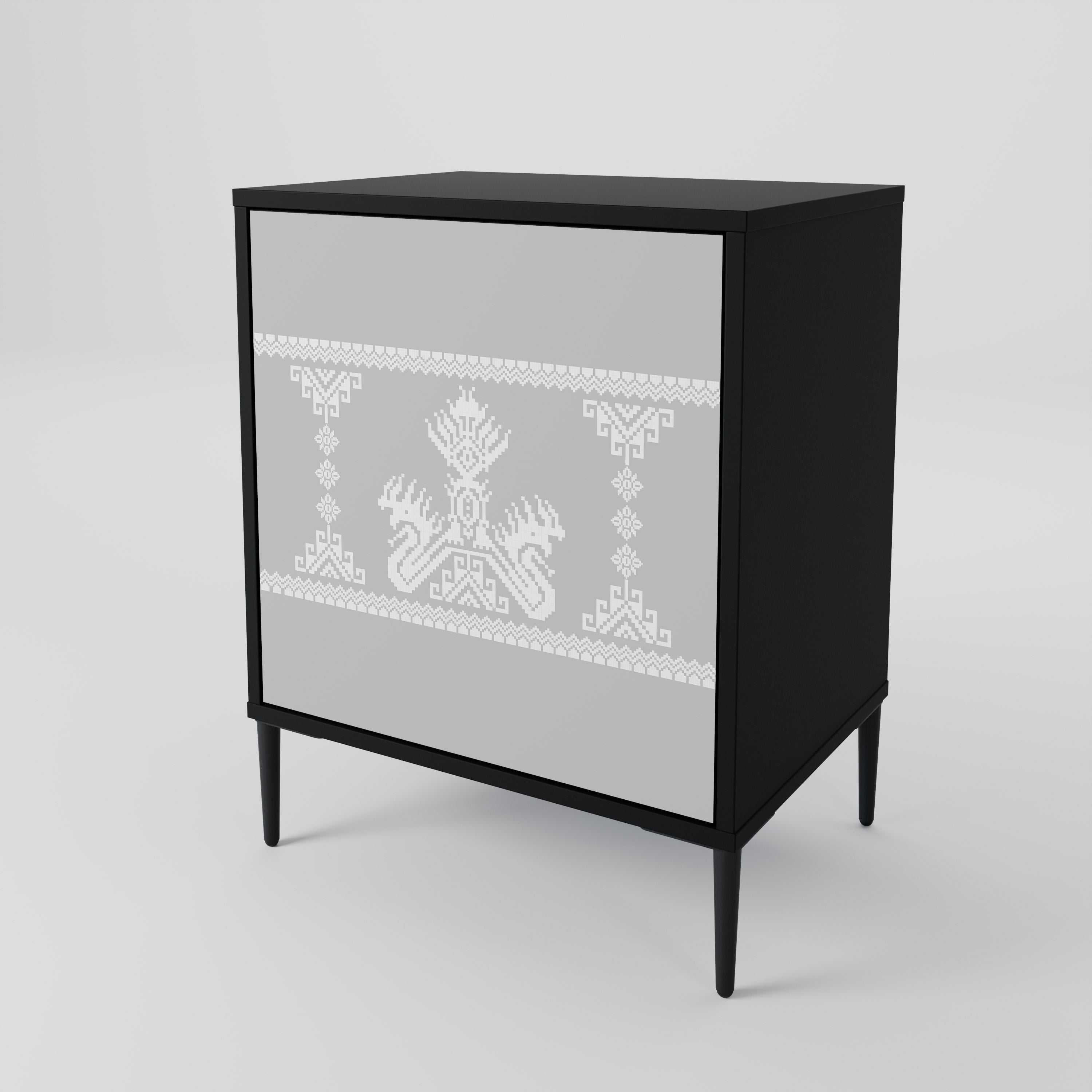 THAI GRAY 1-Door Sideboard in Black Finish