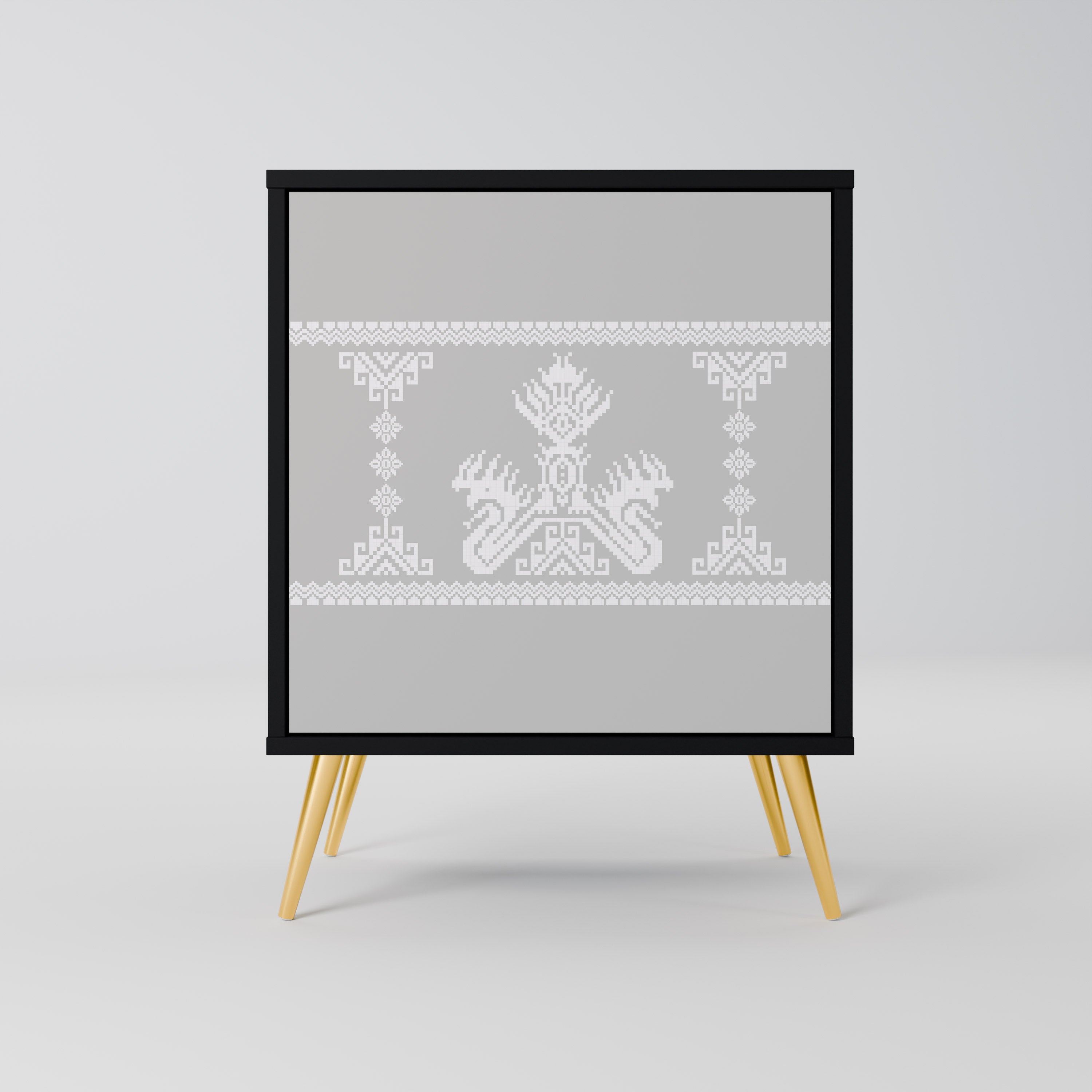 THAI GRAY 1-Door Sideboard in Black Finish