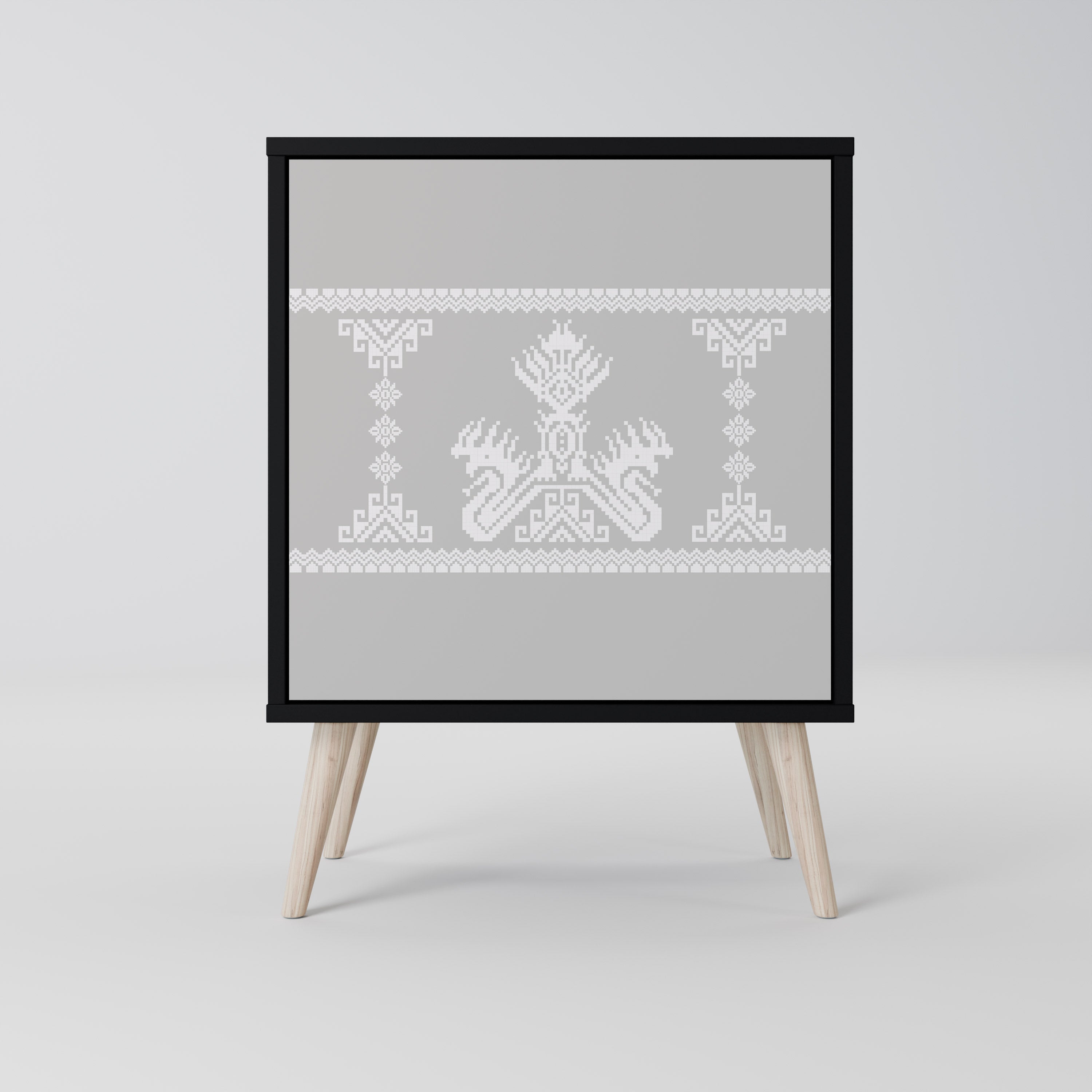 THAI GRAY 1-Door Sideboard in Black Finish