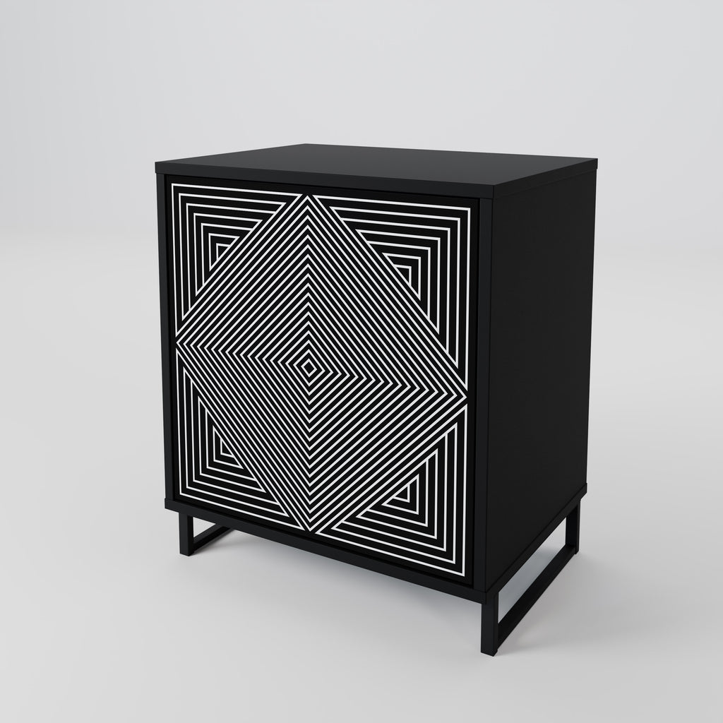 POLYGON ILLUSION 1-Door Sideboard in Black Finish