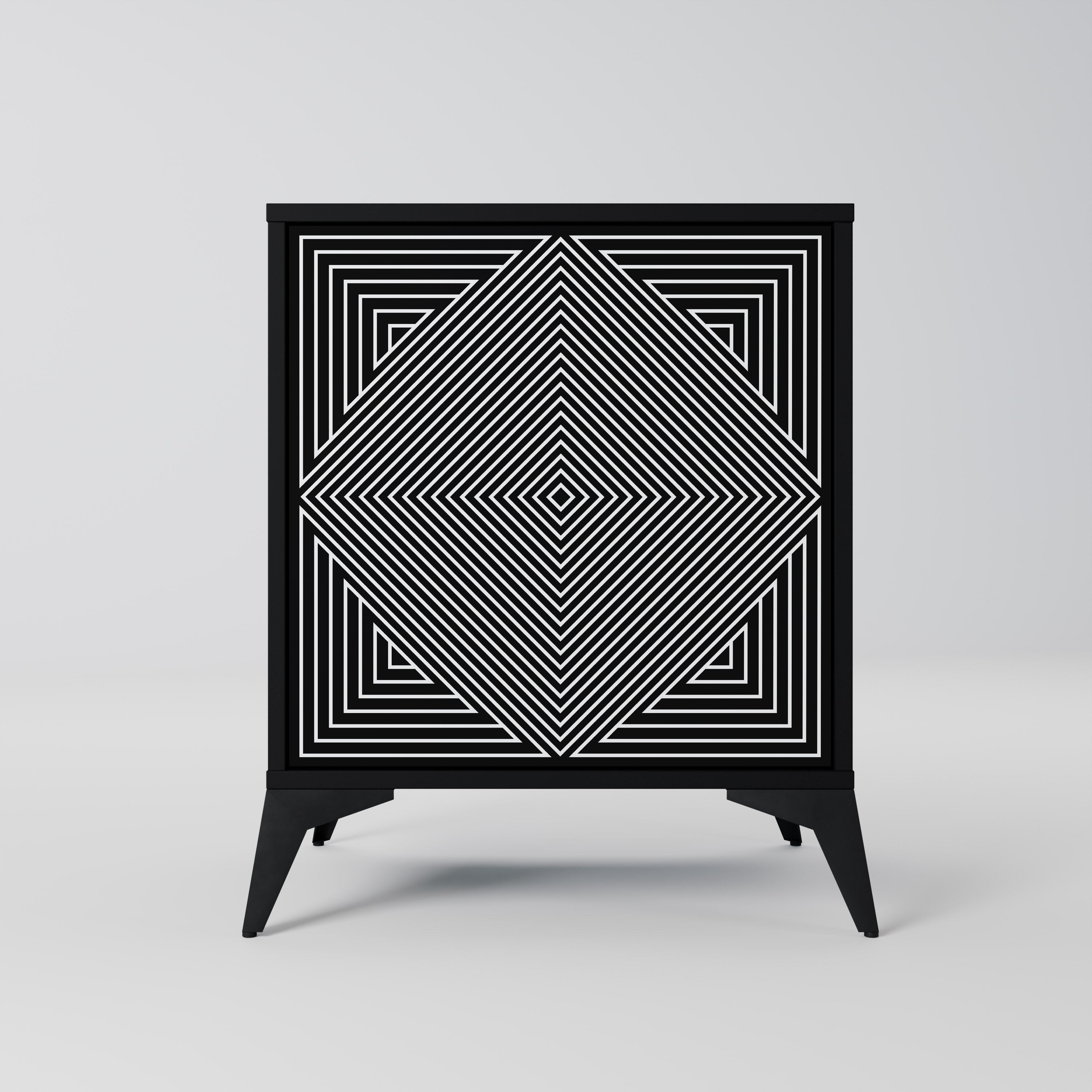 POLYGON ILLUSION 1-Door Sideboard in Black Finish
