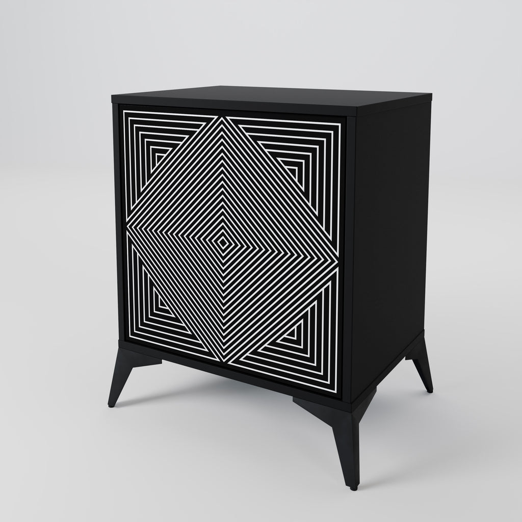 POLYGON ILLUSION 1-Door Sideboard in Black Finish