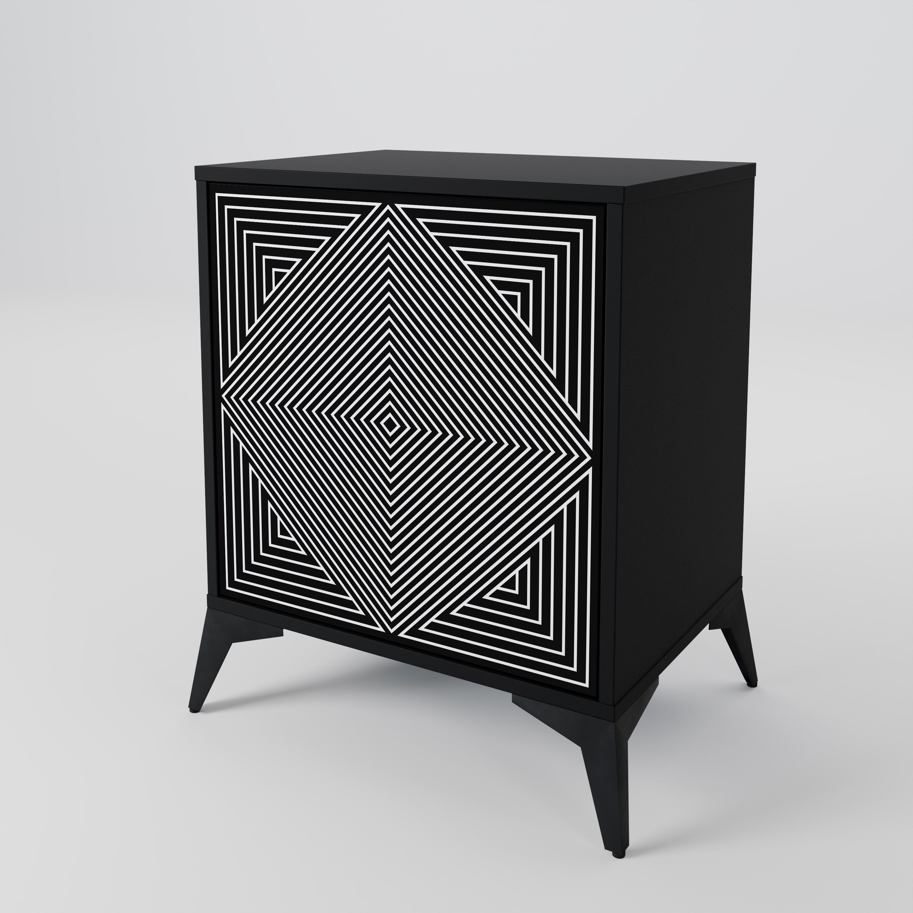 POLYGON ILLUSION 1-Door Sideboard in Black Finish