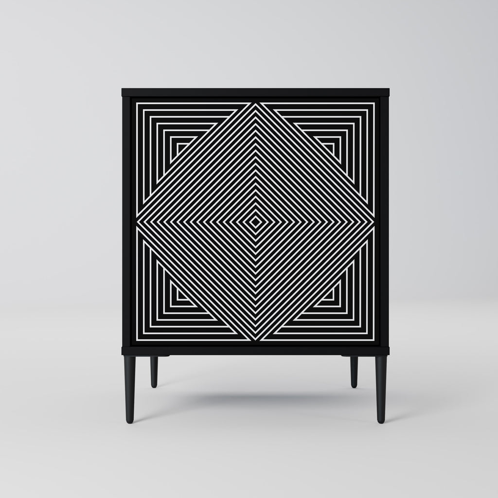 POLYGON ILLUSION 1-Door Sideboard in Black Finish