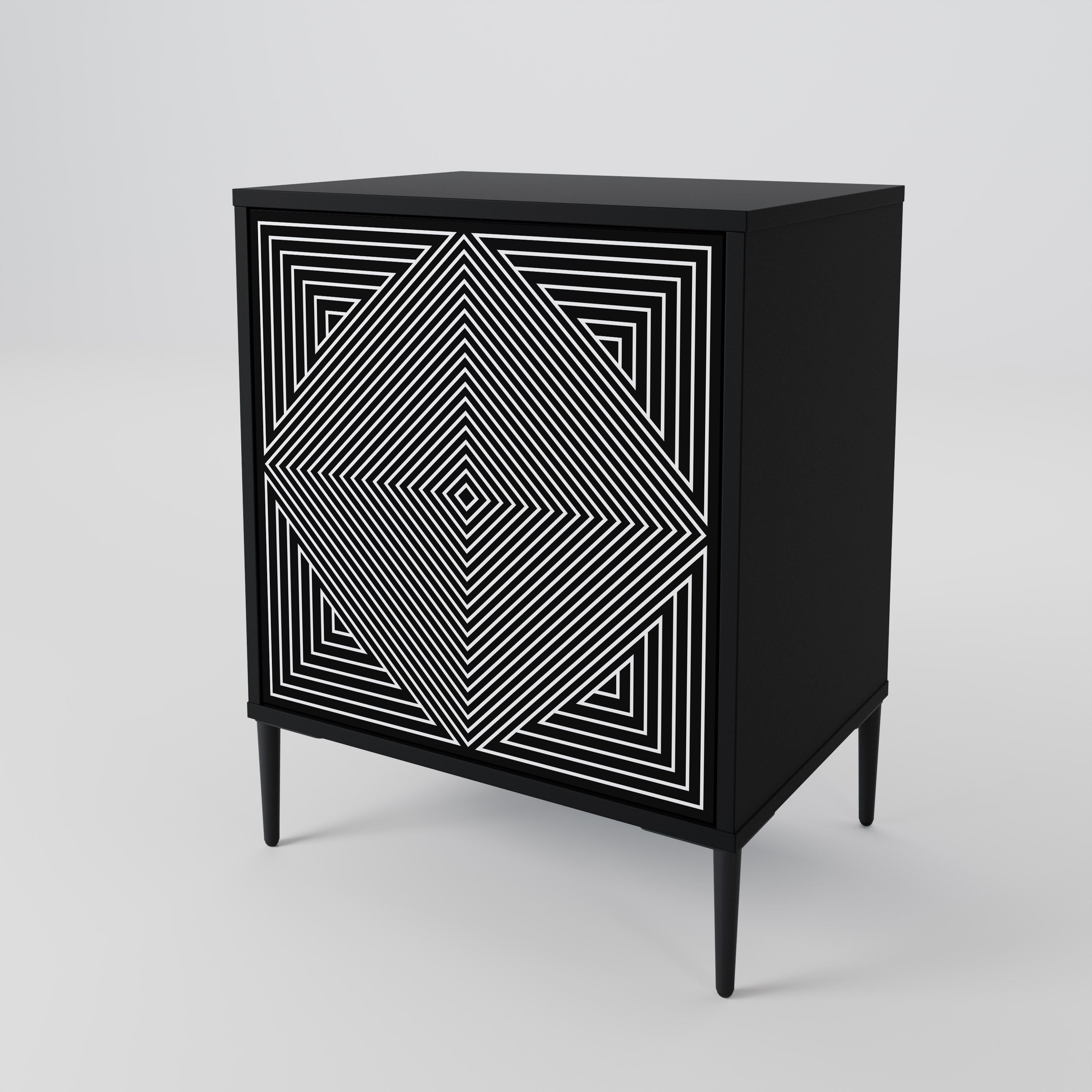 POLYGON ILLUSION 1-Door Sideboard in Black Finish