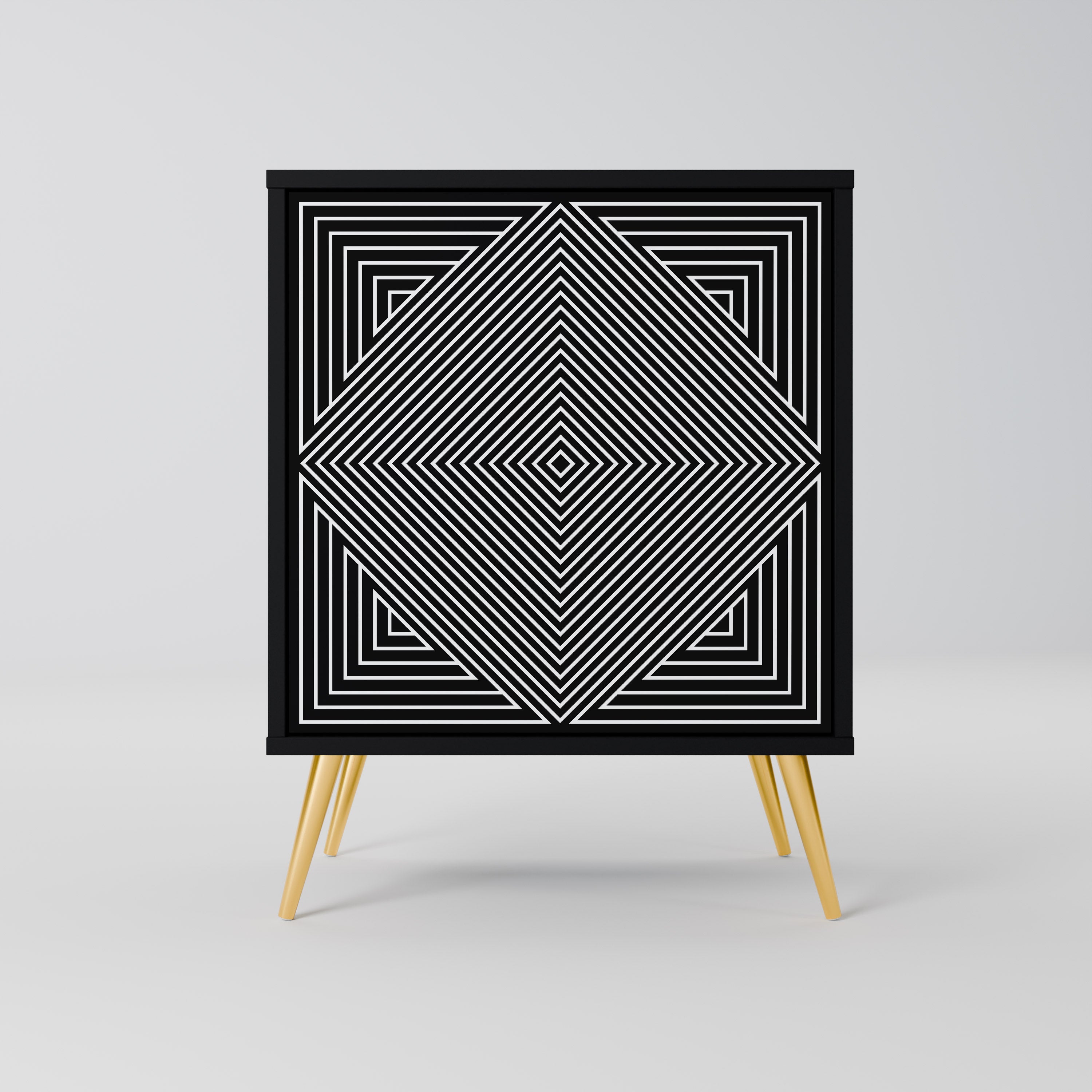 POLYGON ILLUSION 1-Door Sideboard in Black Finish