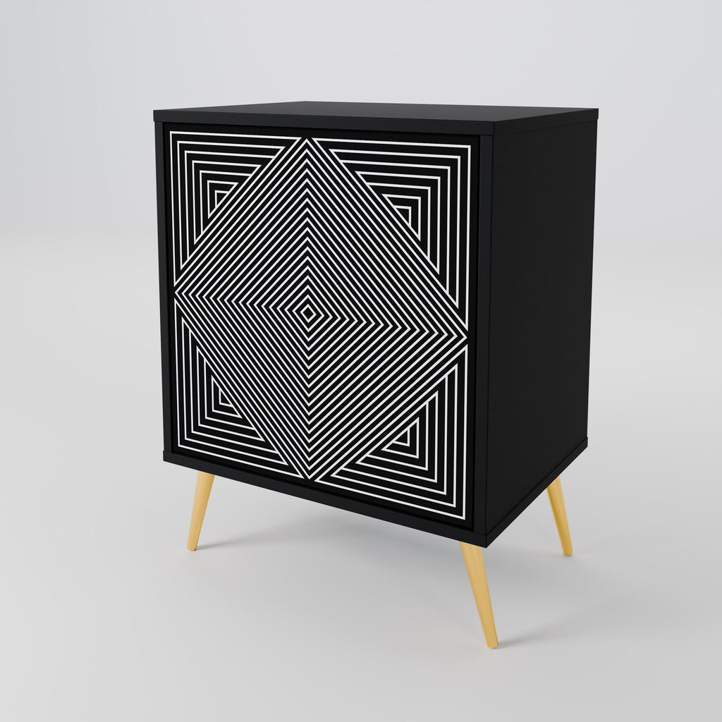 POLYGON ILLUSION 1-Door Sideboard in Black Finish