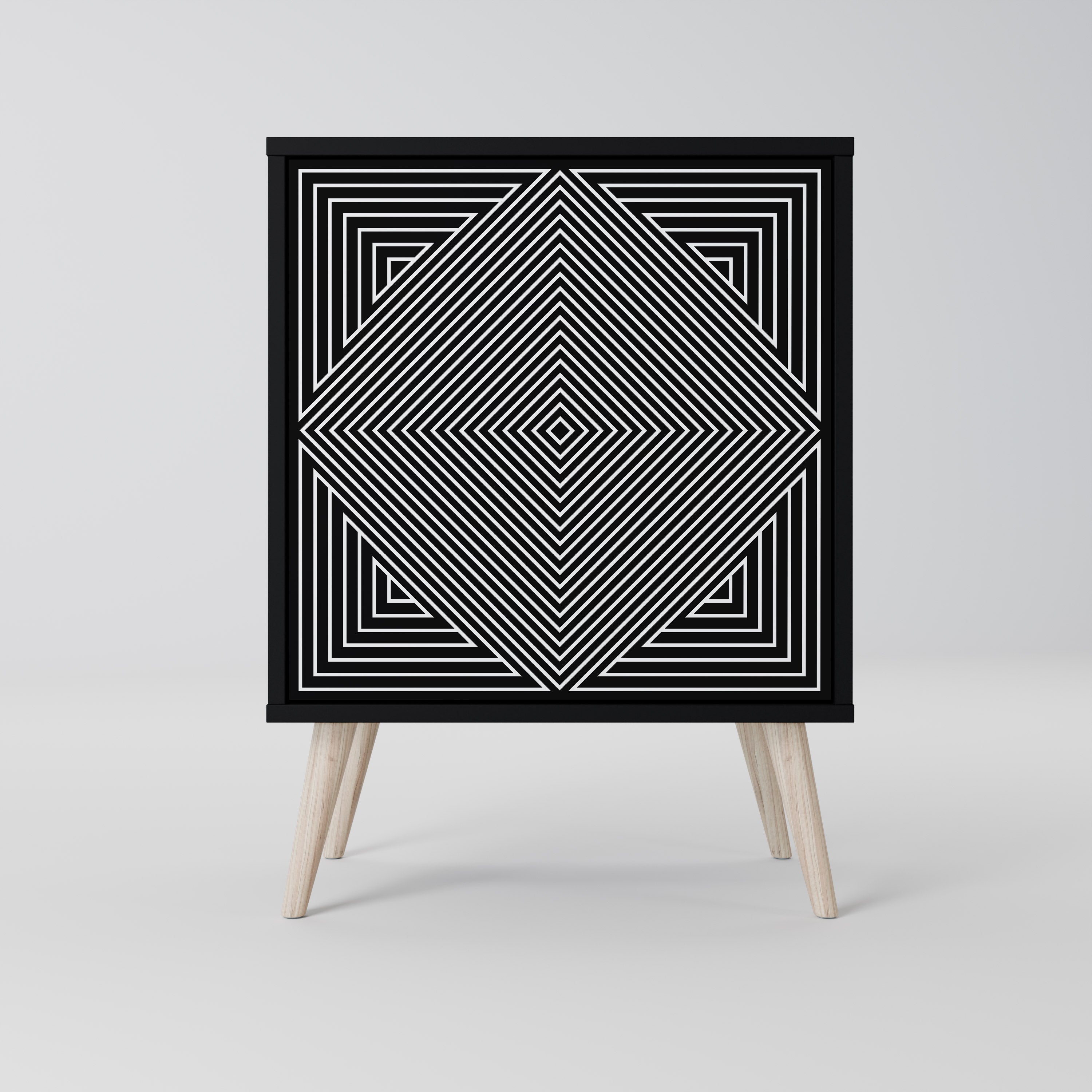 POLYGON ILLUSION 1-Door Sideboard in Black Finish