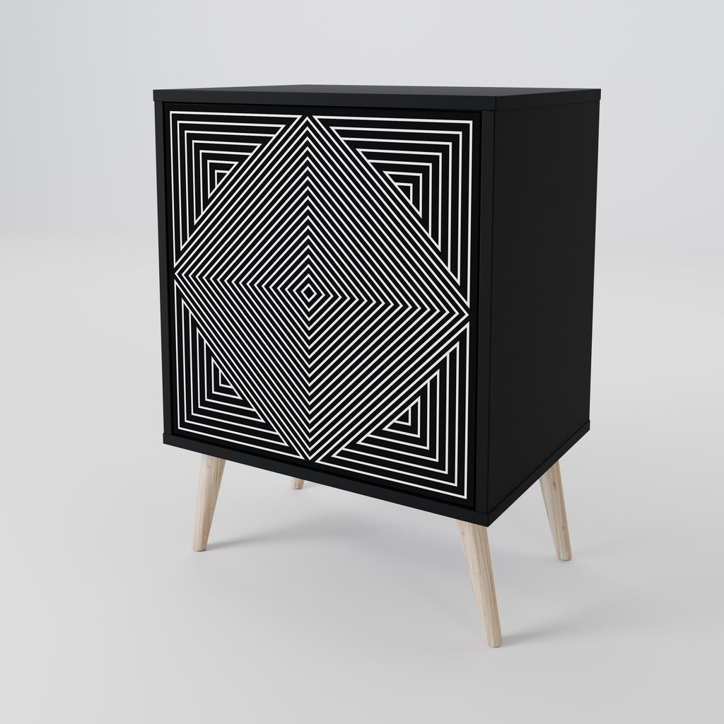 POLYGON ILLUSION 1-Door Sideboard in Black Finish