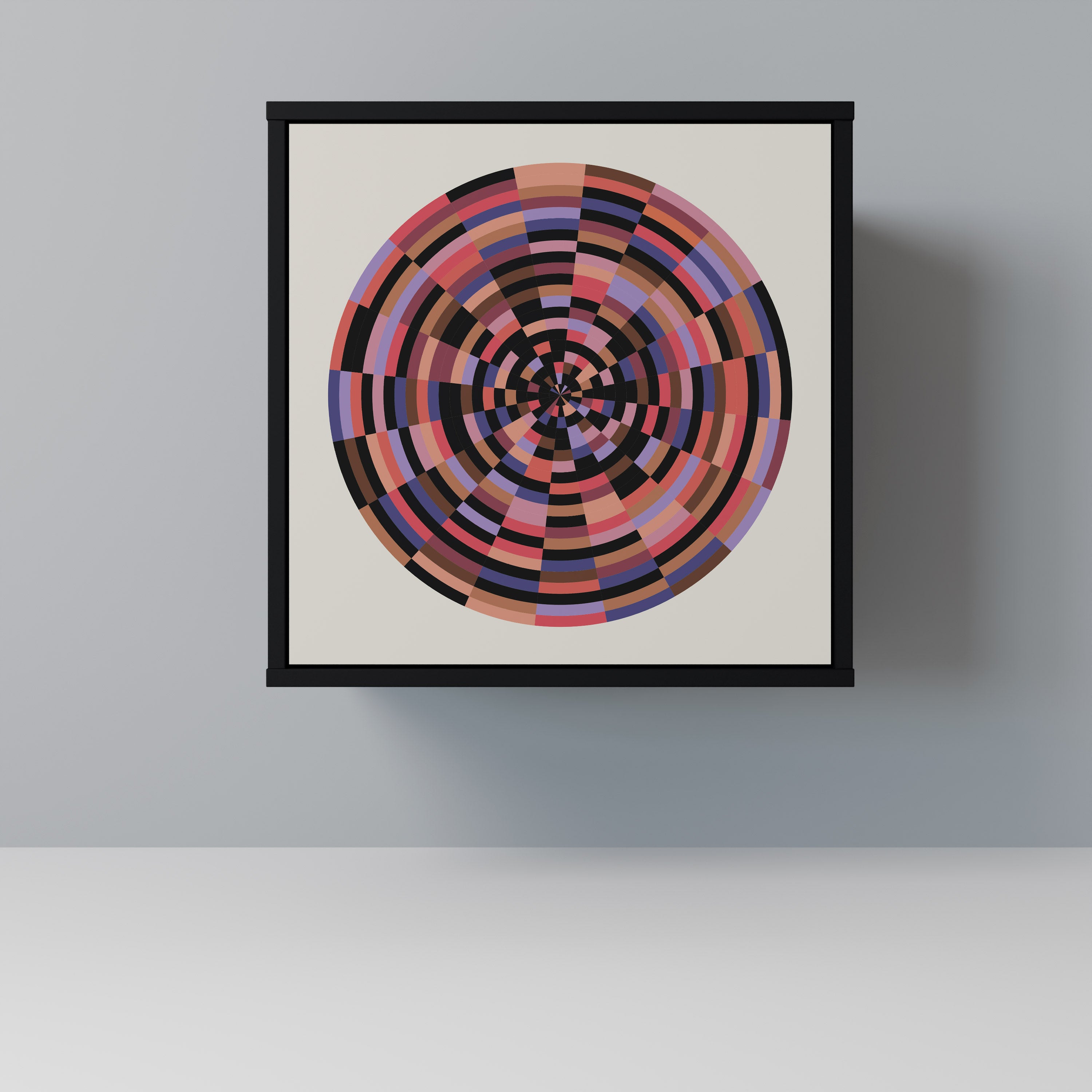 BROWN CIRCLES 1-Door Sideboard in Black Finish