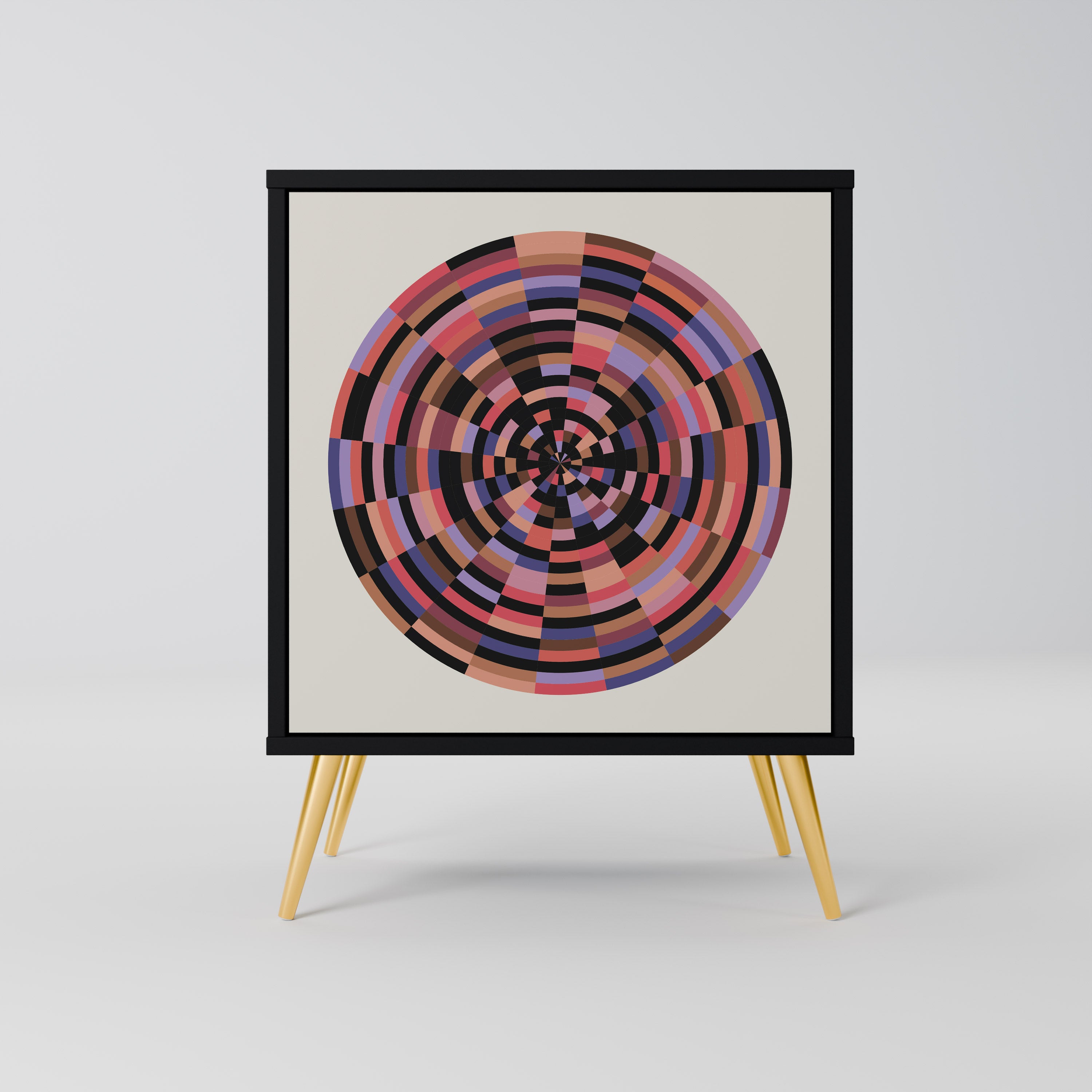 BROWN CIRCLES 1-Door Sideboard in Black Finish