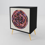 BROWN CIRCLES 1-Door Sideboard in Black Finish