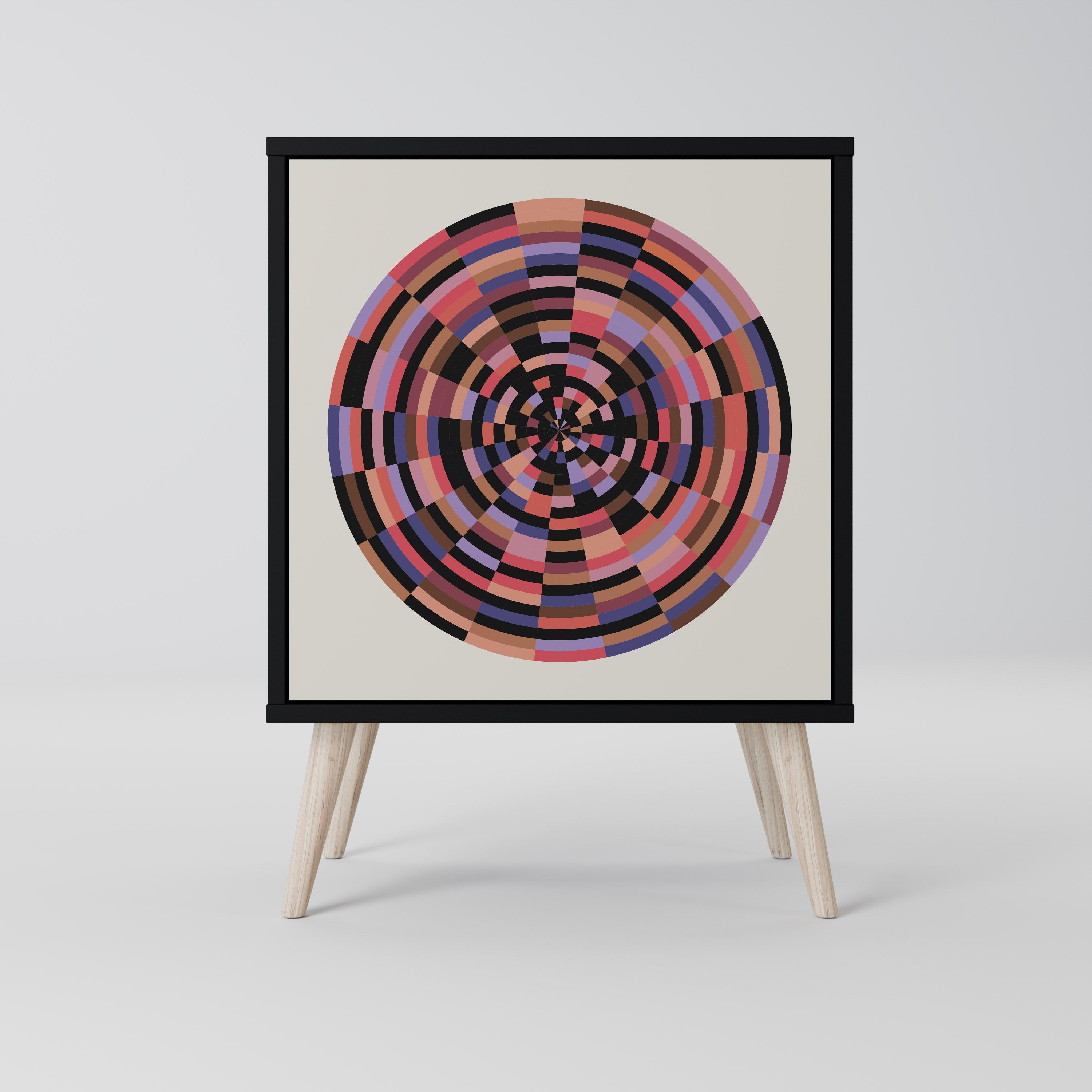 BROWN CIRCLES 1-Door Sideboard in Black Finish