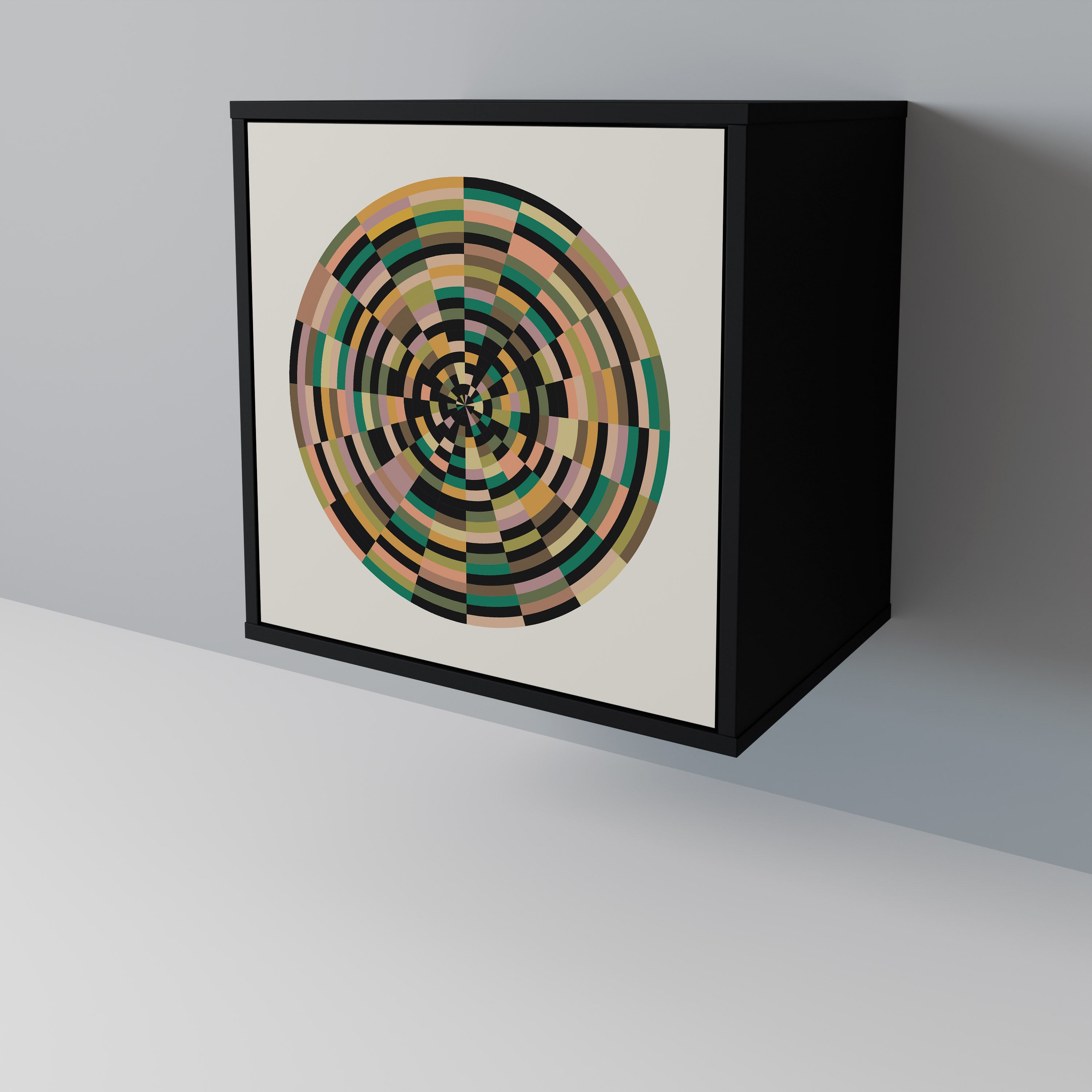 GREEN CIRCLES 1-Door Sideboard in Black Finish