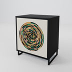 GREEN CIRCLES 1-Door Sideboard in Black Finish