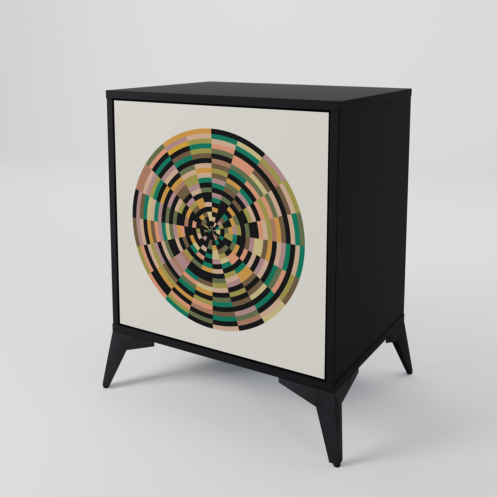 GREEN CIRCLES 1-Door Sideboard in Black Finish