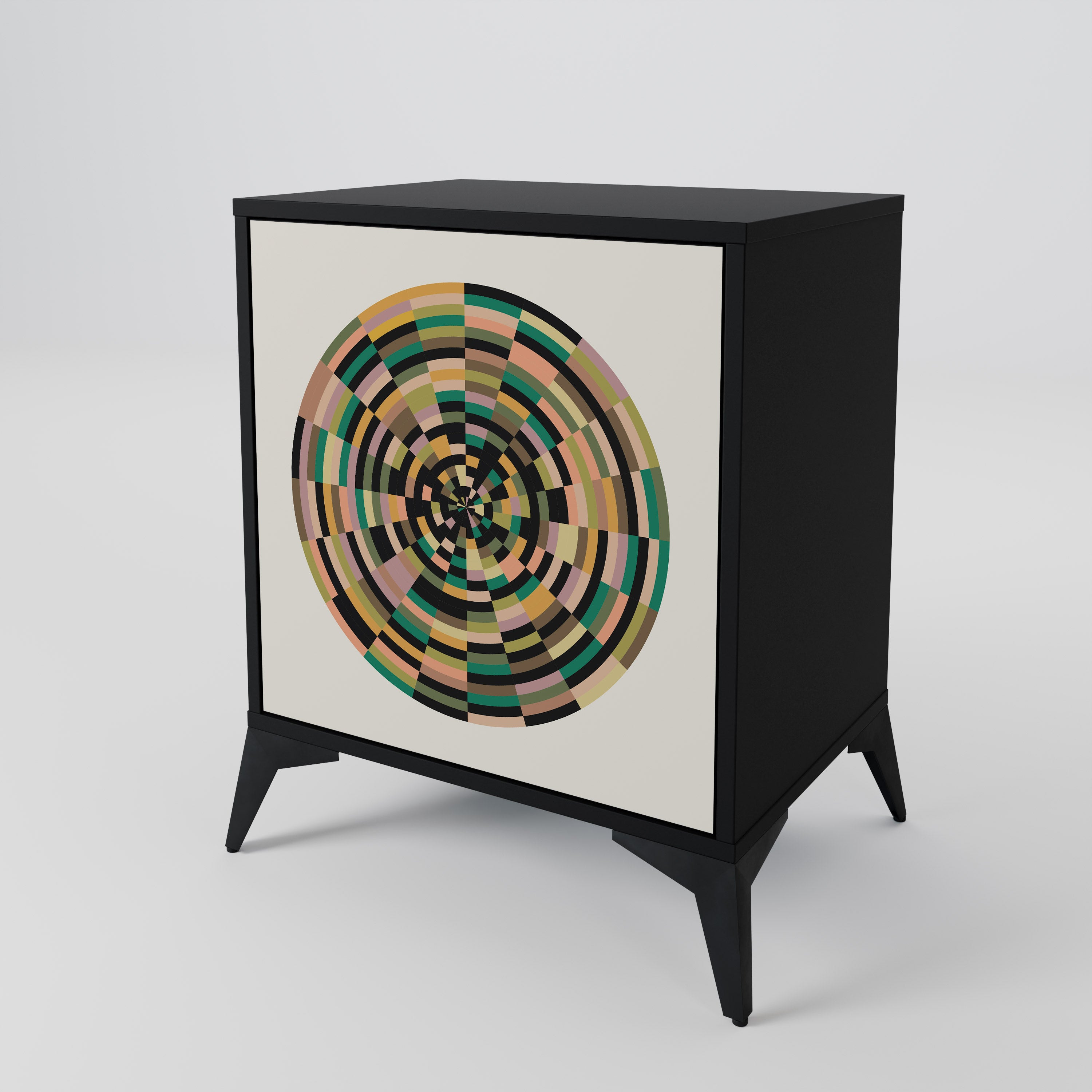 GREEN CIRCLES 1-Door Sideboard in Black Finish