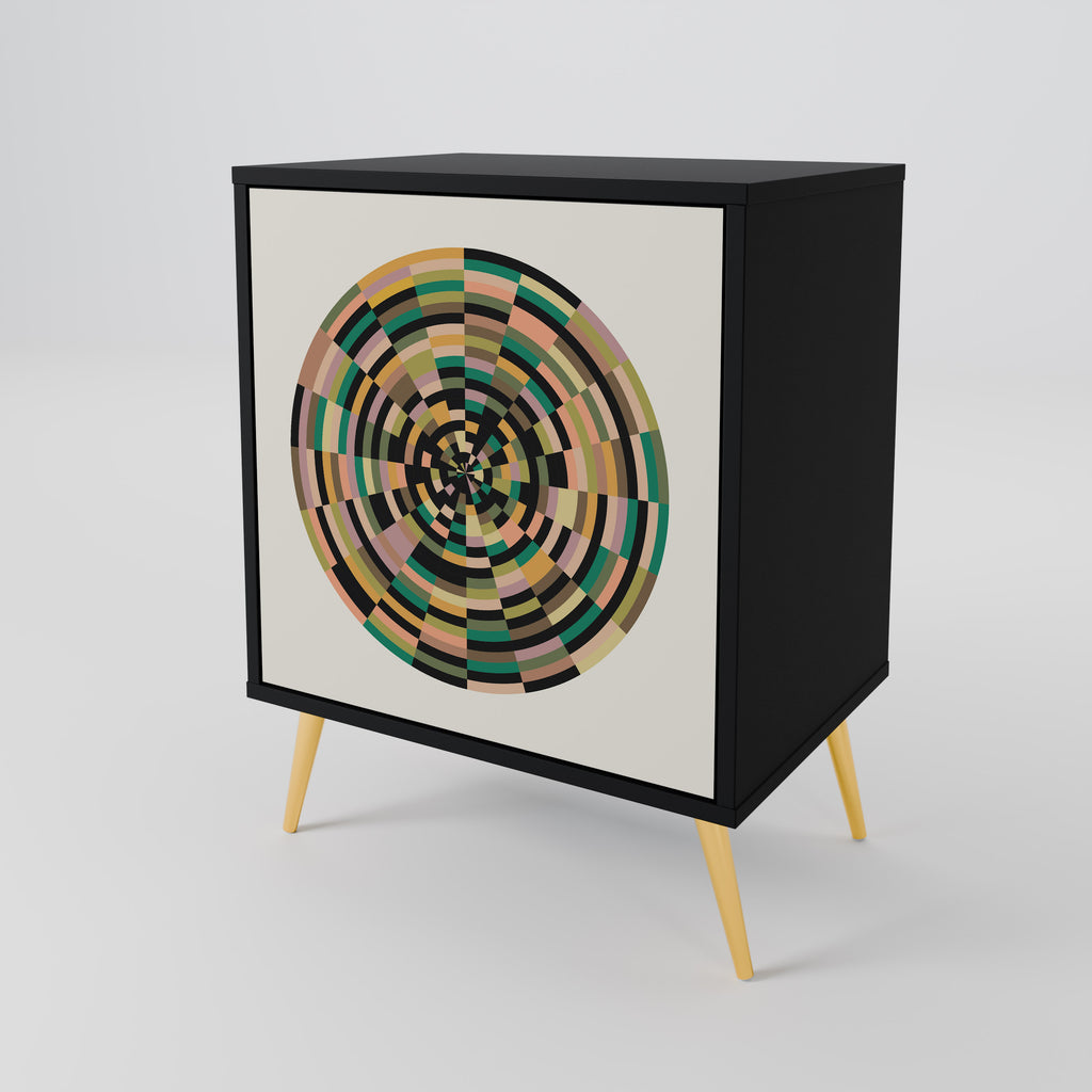 GREEN CIRCLES 1-Door Sideboard in Black Finish