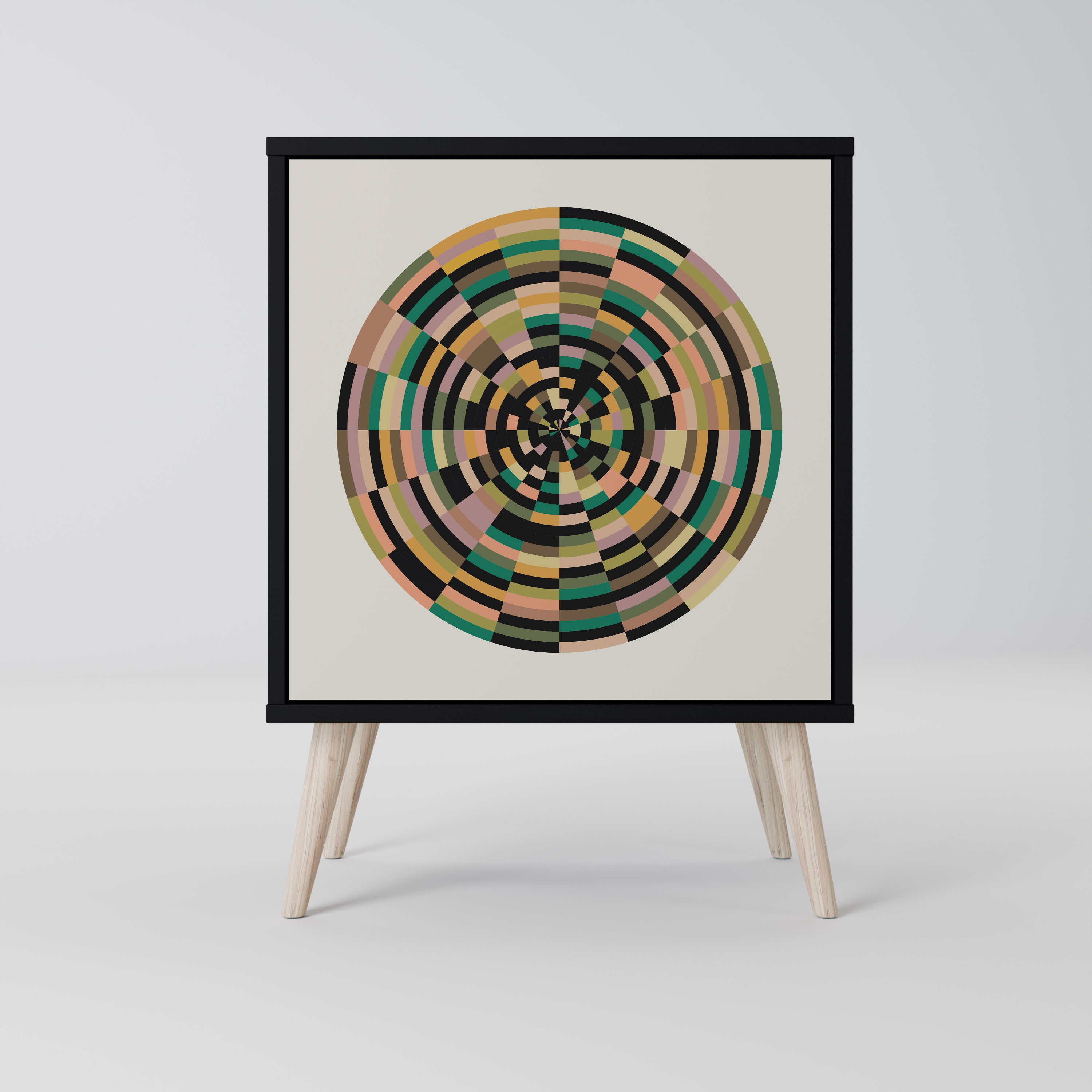 GREEN CIRCLES 1-Door Sideboard in Black Finish