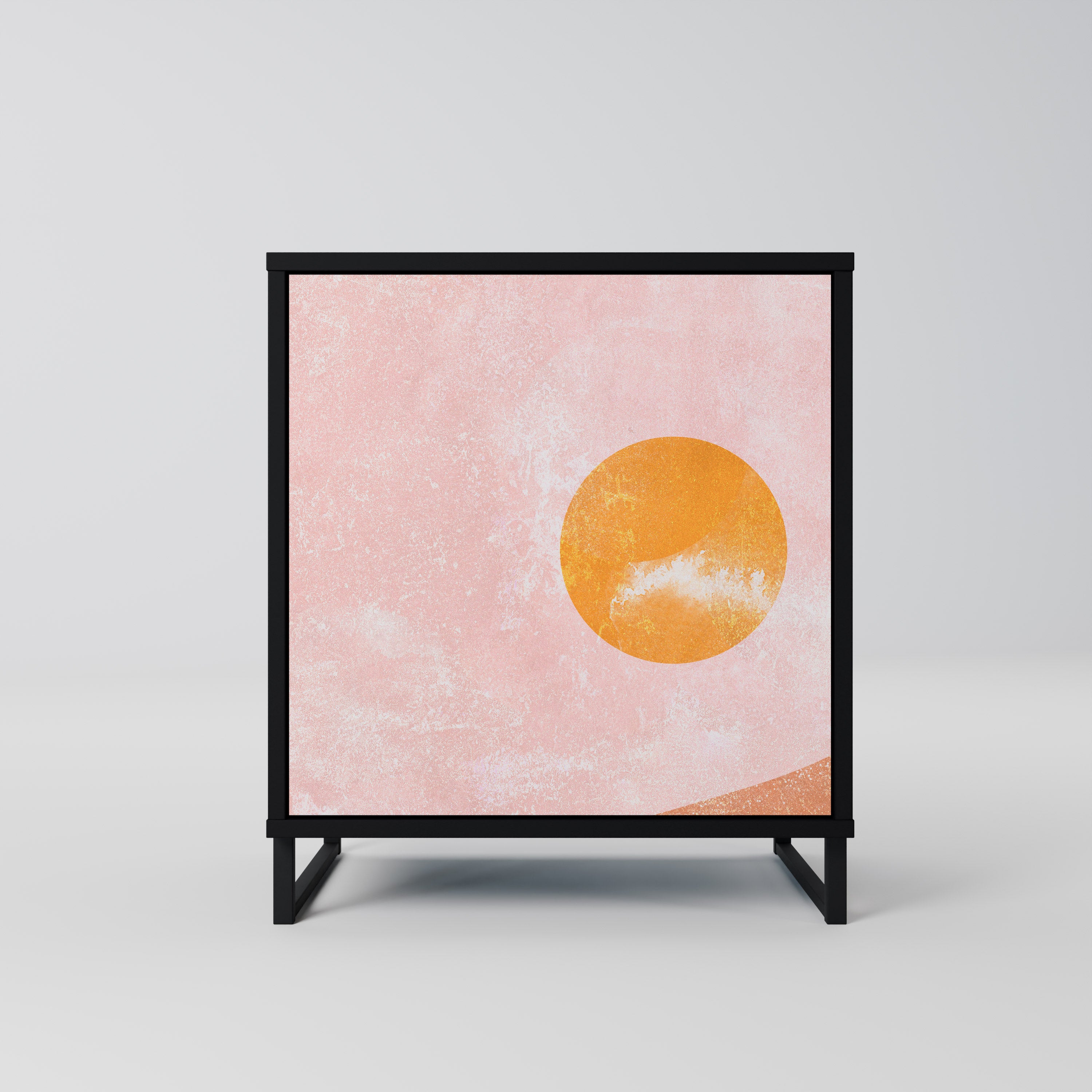 LUMINOUS SUNLIGHT 1-Door Sideboard in Black Finish