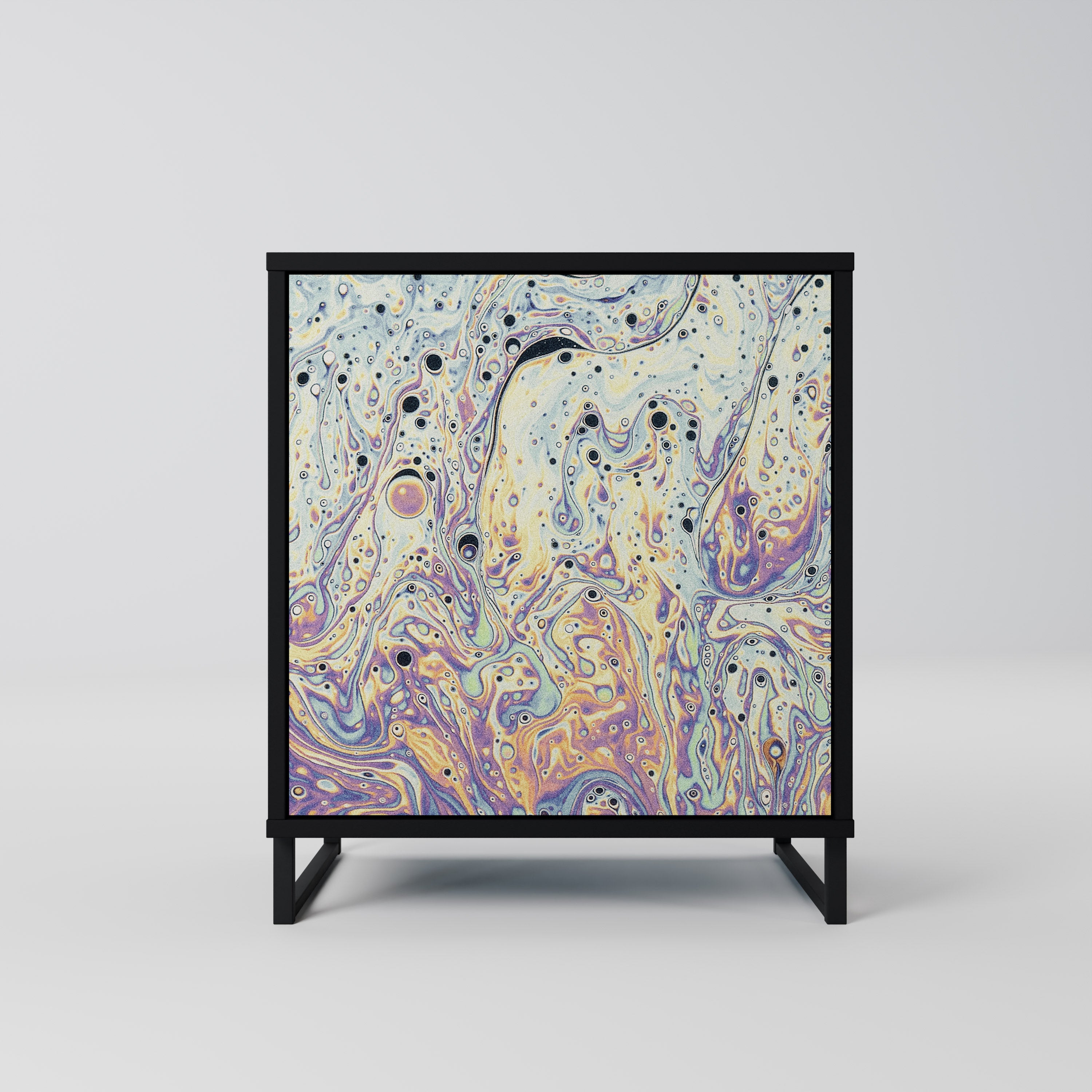 MOSAIC OF COLORS 1-Door Sideboard in Black Finish