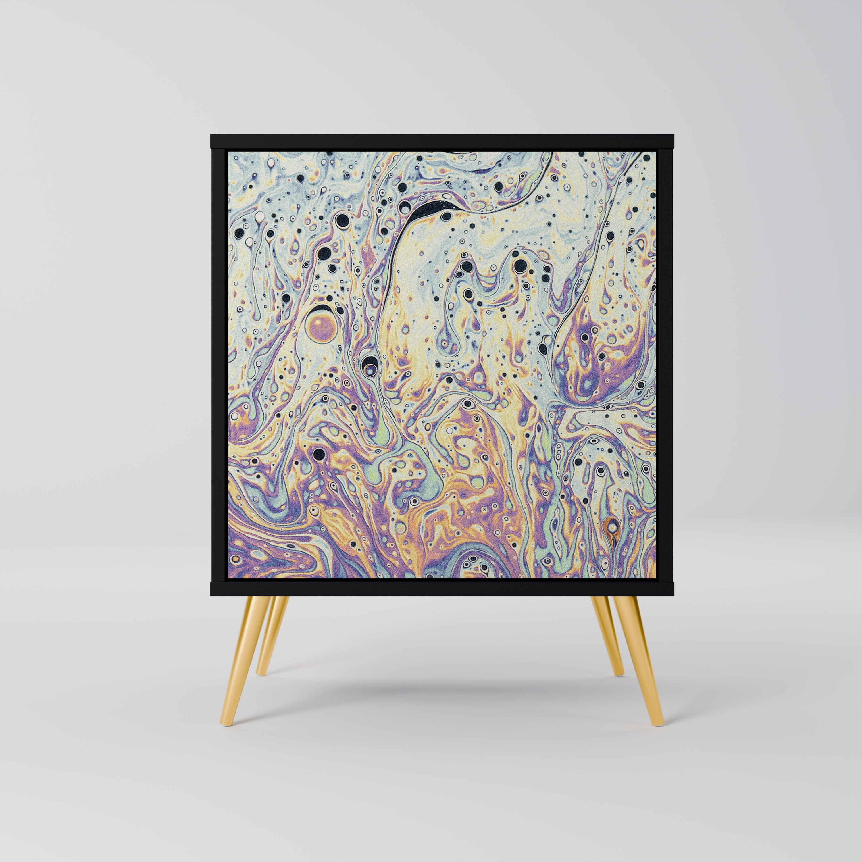 MOSAIC OF COLORS 1-Door Sideboard in Black Finish