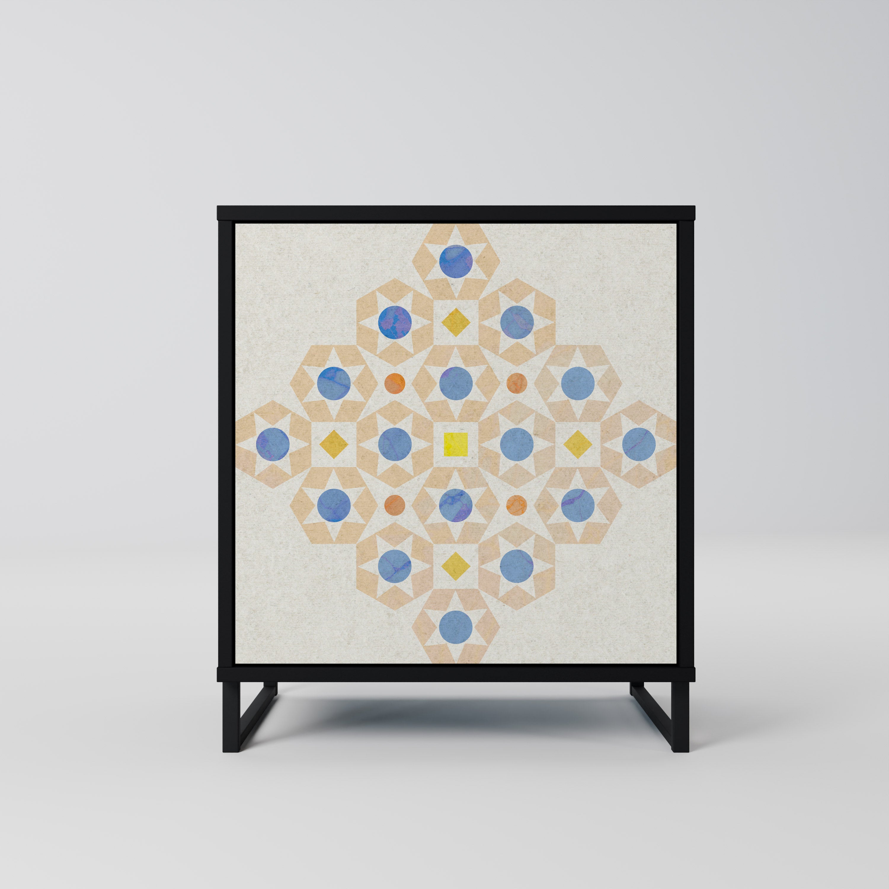 PATTERNED PRISM 1-Door Sideboard in Black Finish