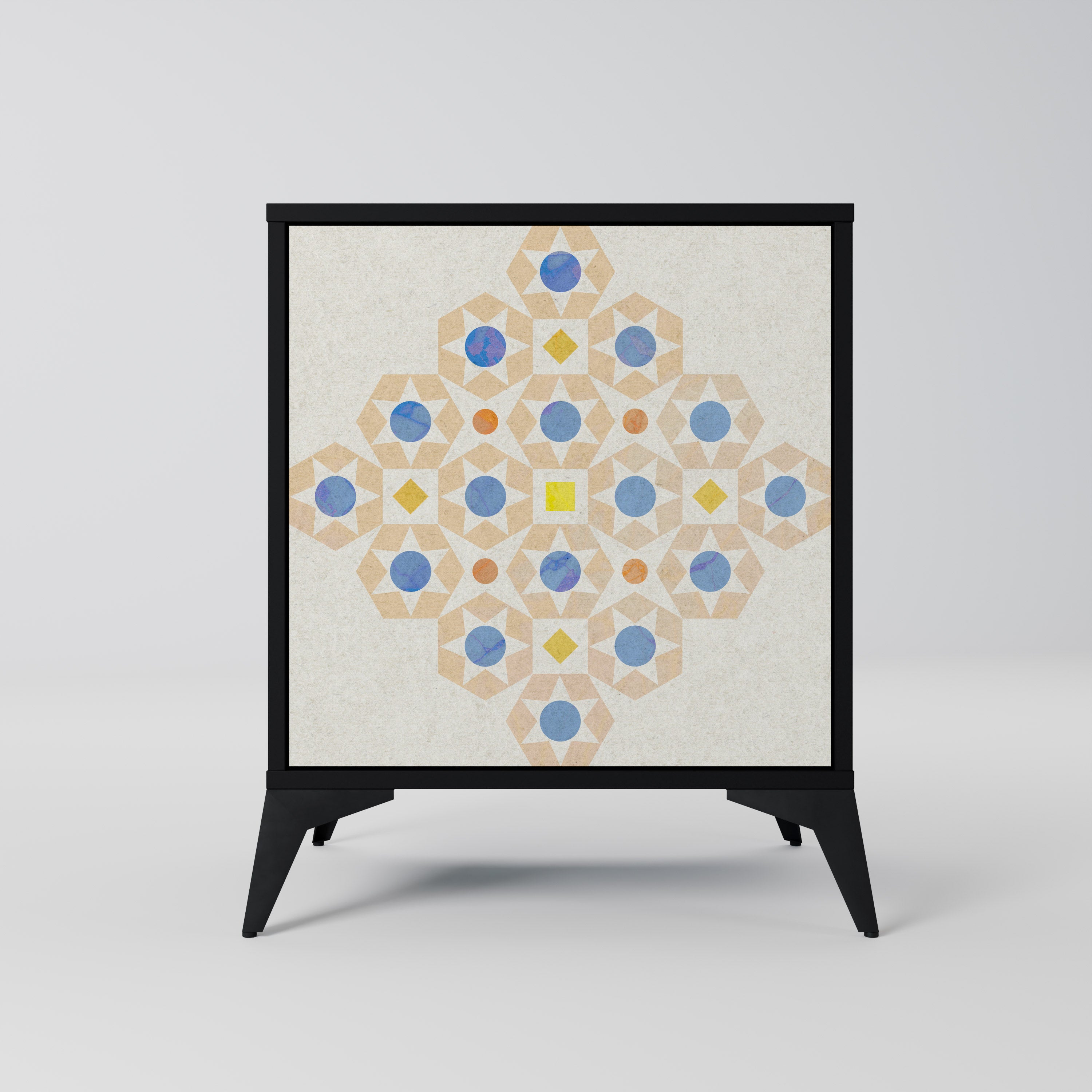 PATTERNED PRISM 1-Door Sideboard in Black Finish